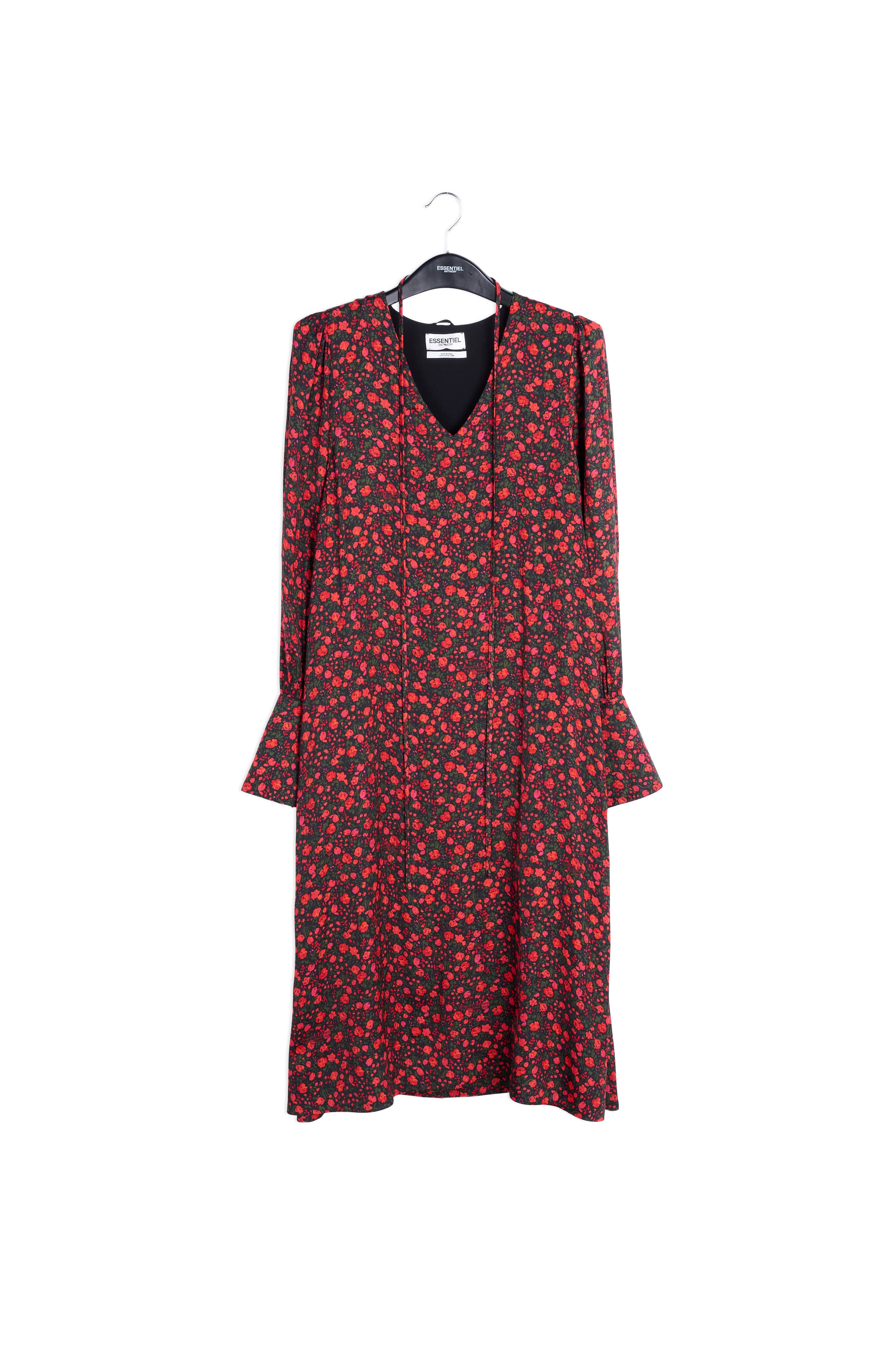 Black and red floral print maxi dress RE—SSENTIEL | Essentiel second hand