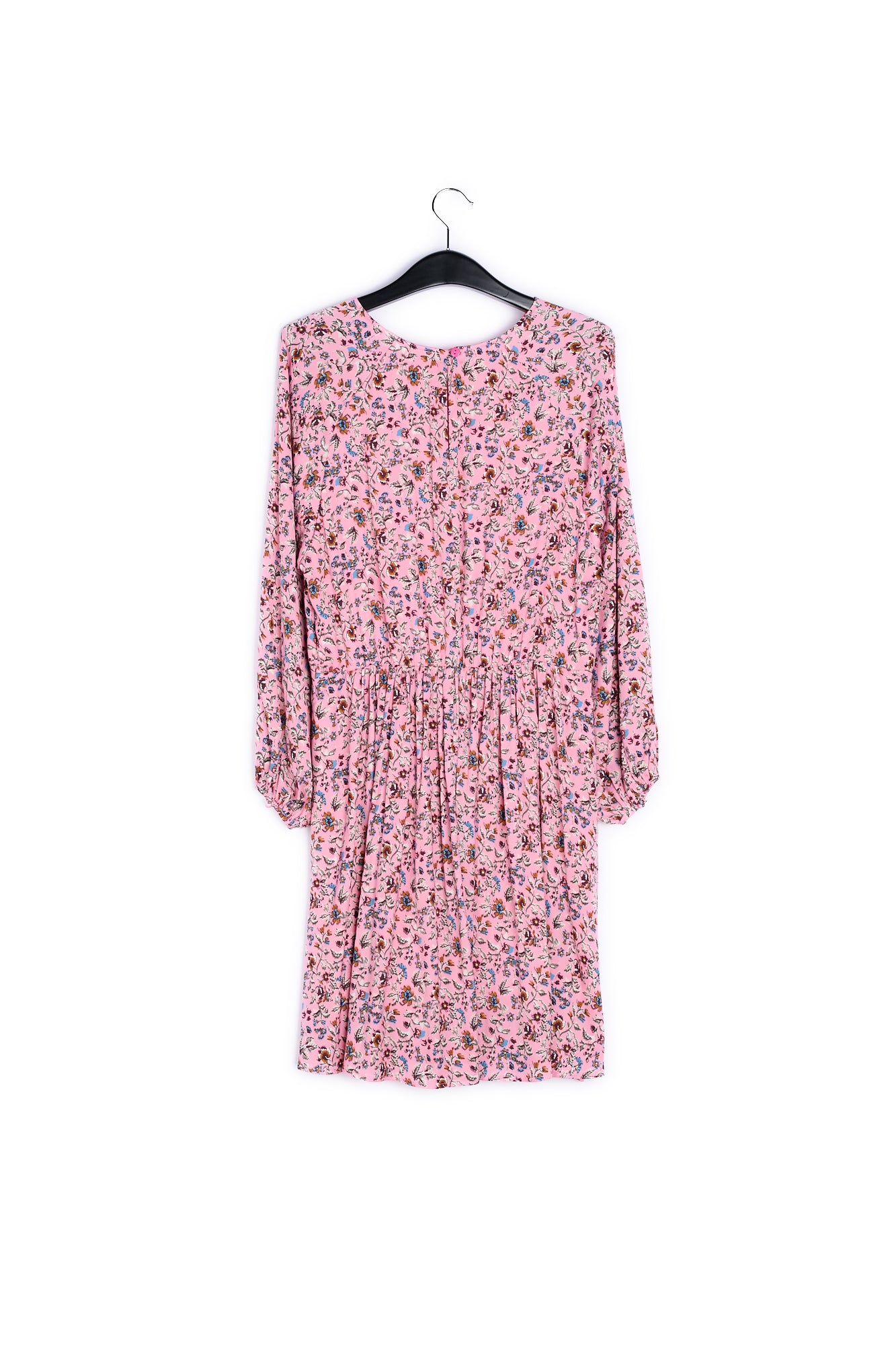 Pink long-sleeved mini dress with flower print RE—SSENTIEL | Essentiel second hand