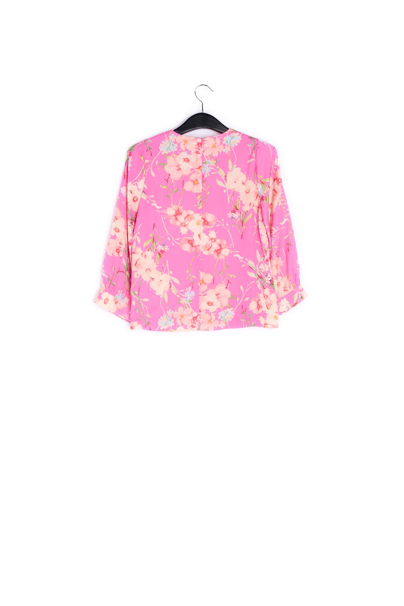 Pink floral top with puff sleeves RE—SSENTIEL | Essentiel second hand