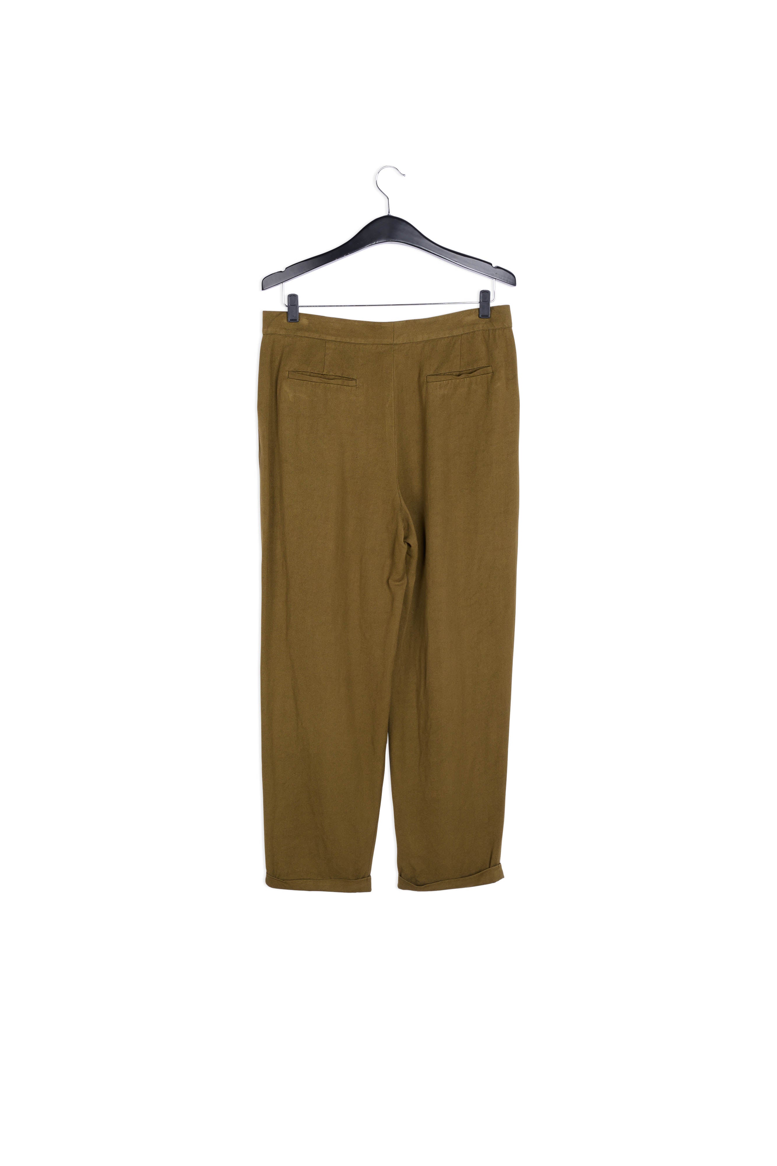 Khaki green tailored mid-rise pants RE—SSENTIEL | Essentiel second hand