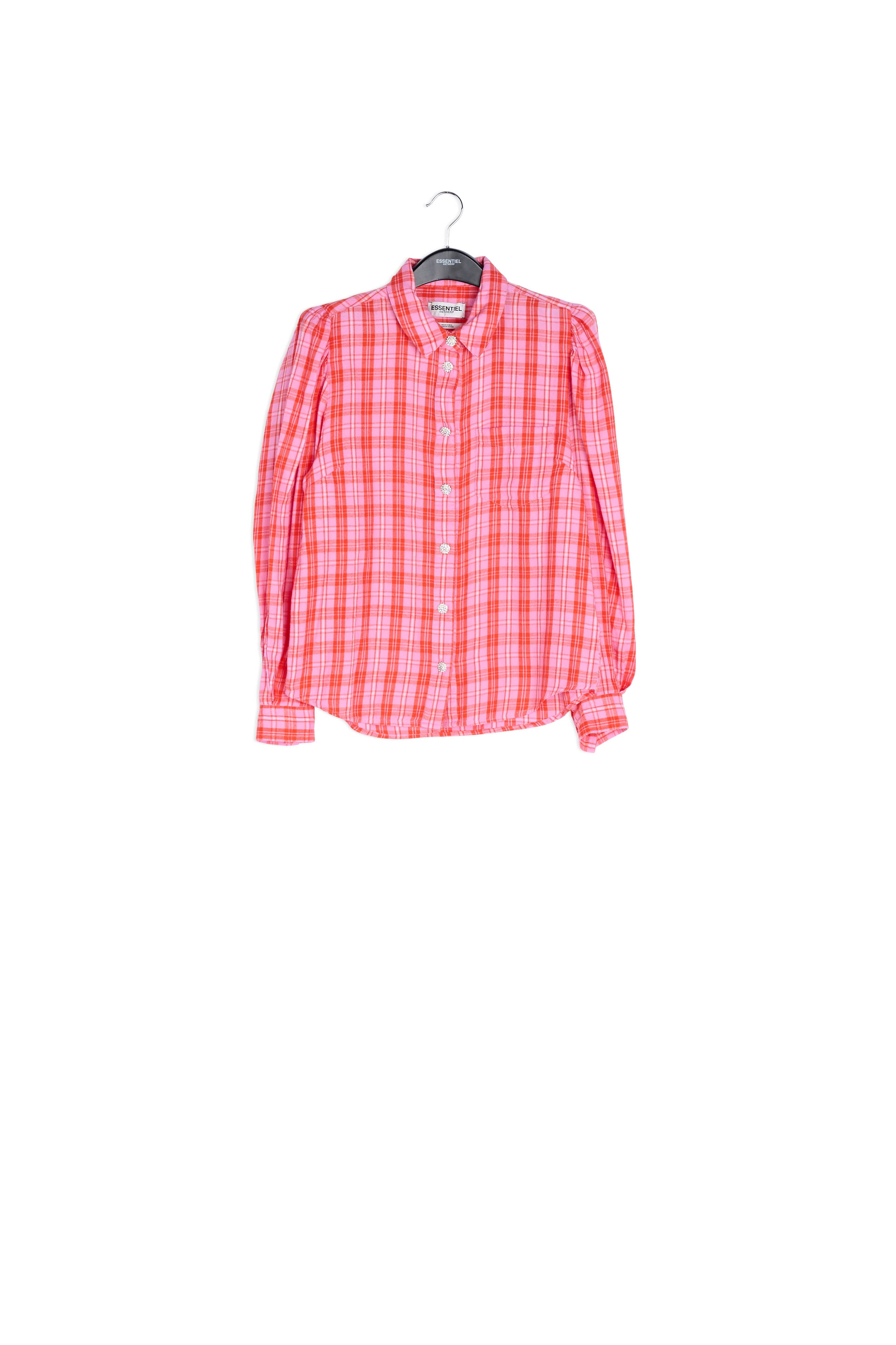 Pink, red and off-white flannel shirt RE—SSENTIEL | Essentiel second hand