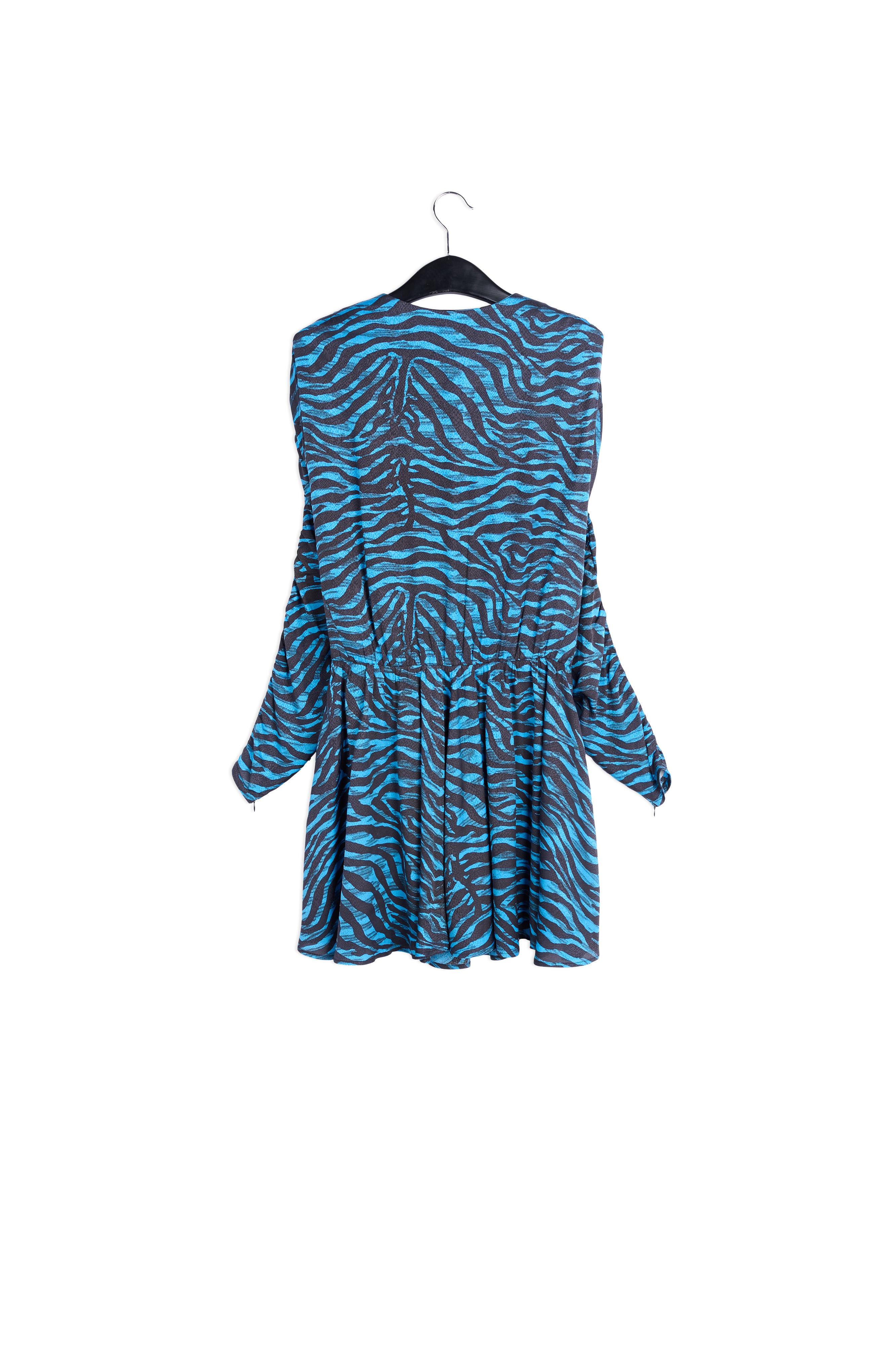 Turquoise and black zebra print mini dress RE—SSENTIEL | Essentiel second hand