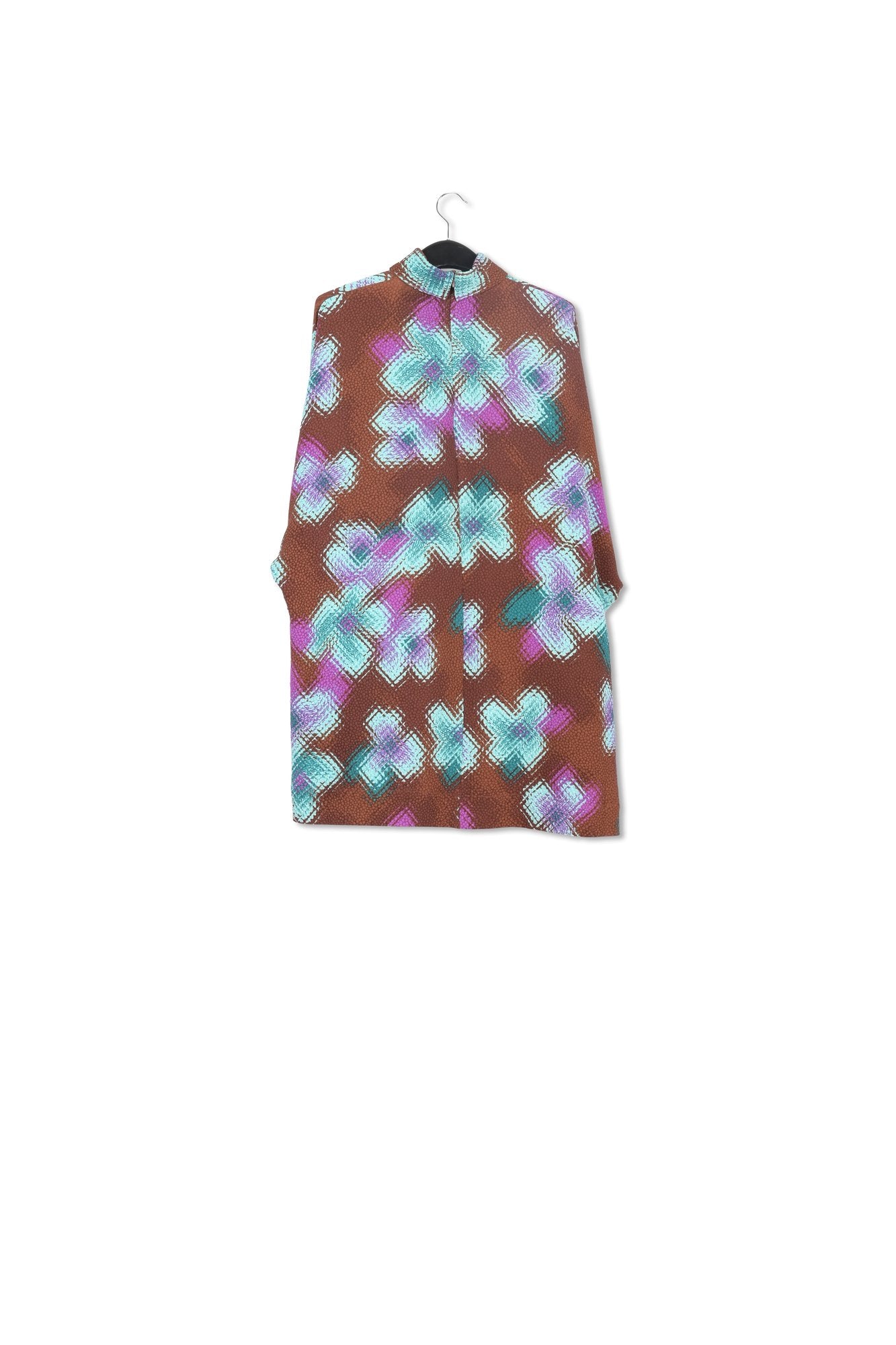 Robe brune, bleue et pourpre à  col montant RE—SSENTIEL | Essentiel second hand