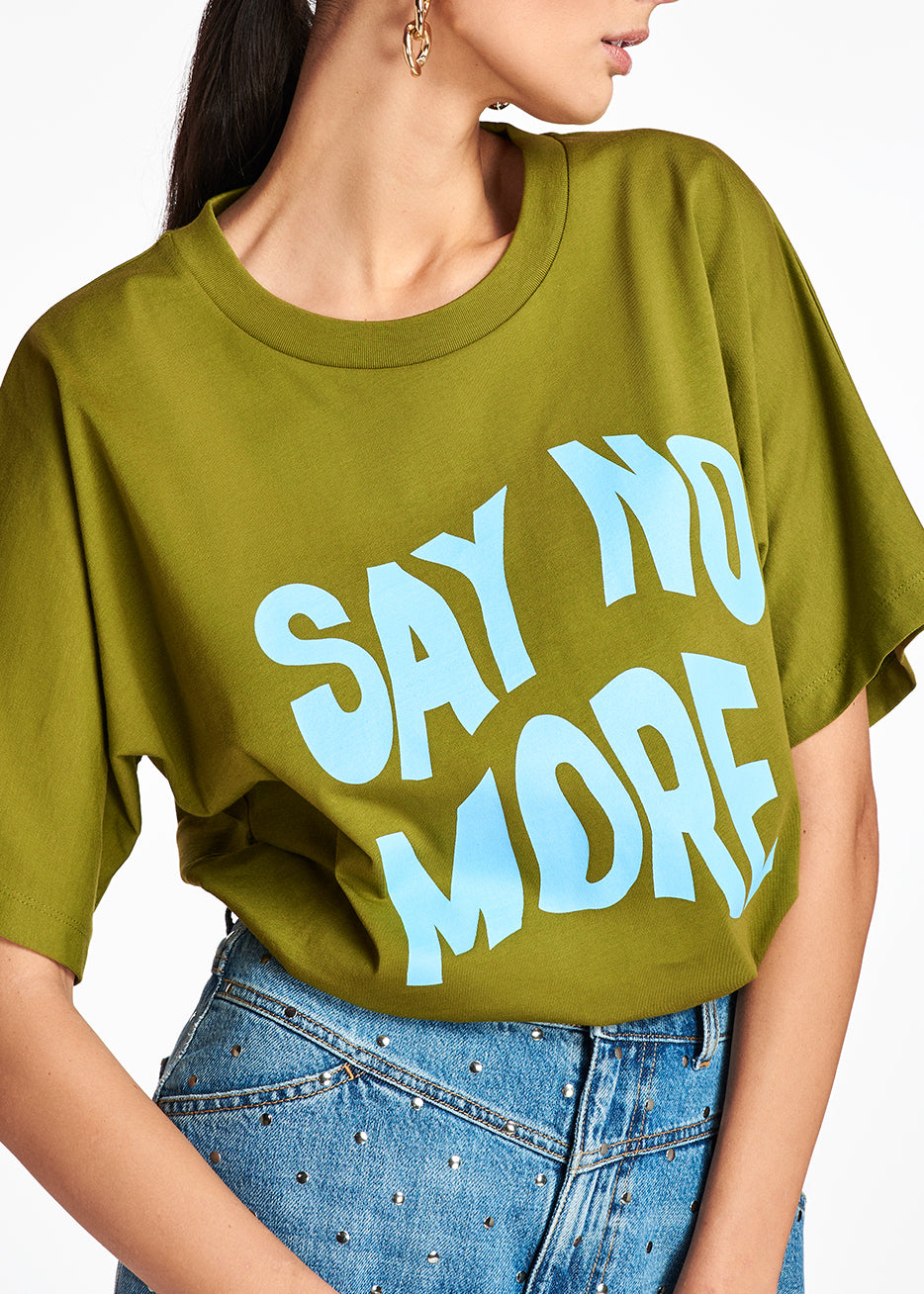 Green organic cotton 'Say No More' T-shirt RE—SSENTIEL | Essentiel second hand