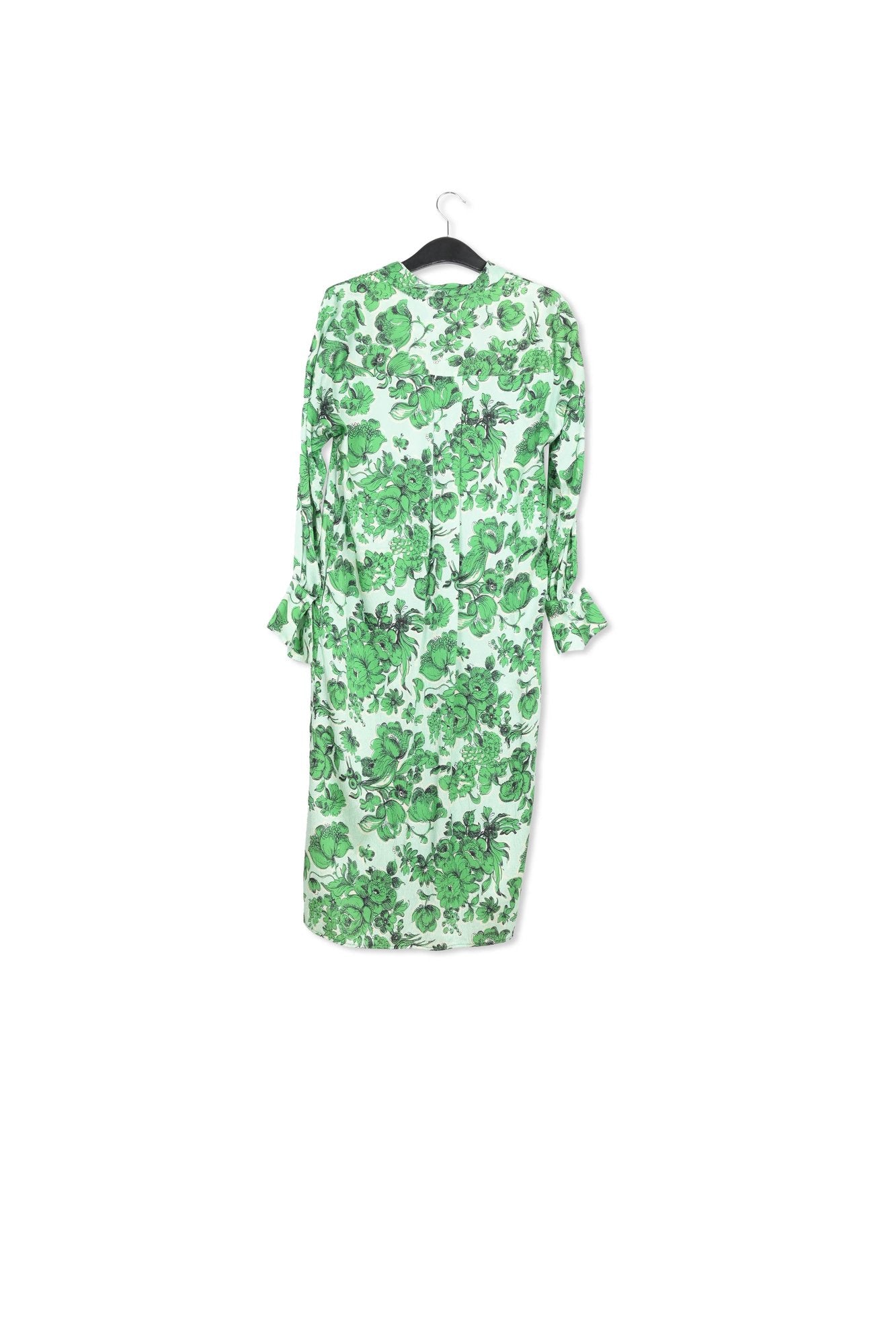 Light blue and green floral silk shirt dress RE—SSENTIEL | Essentiel second hand