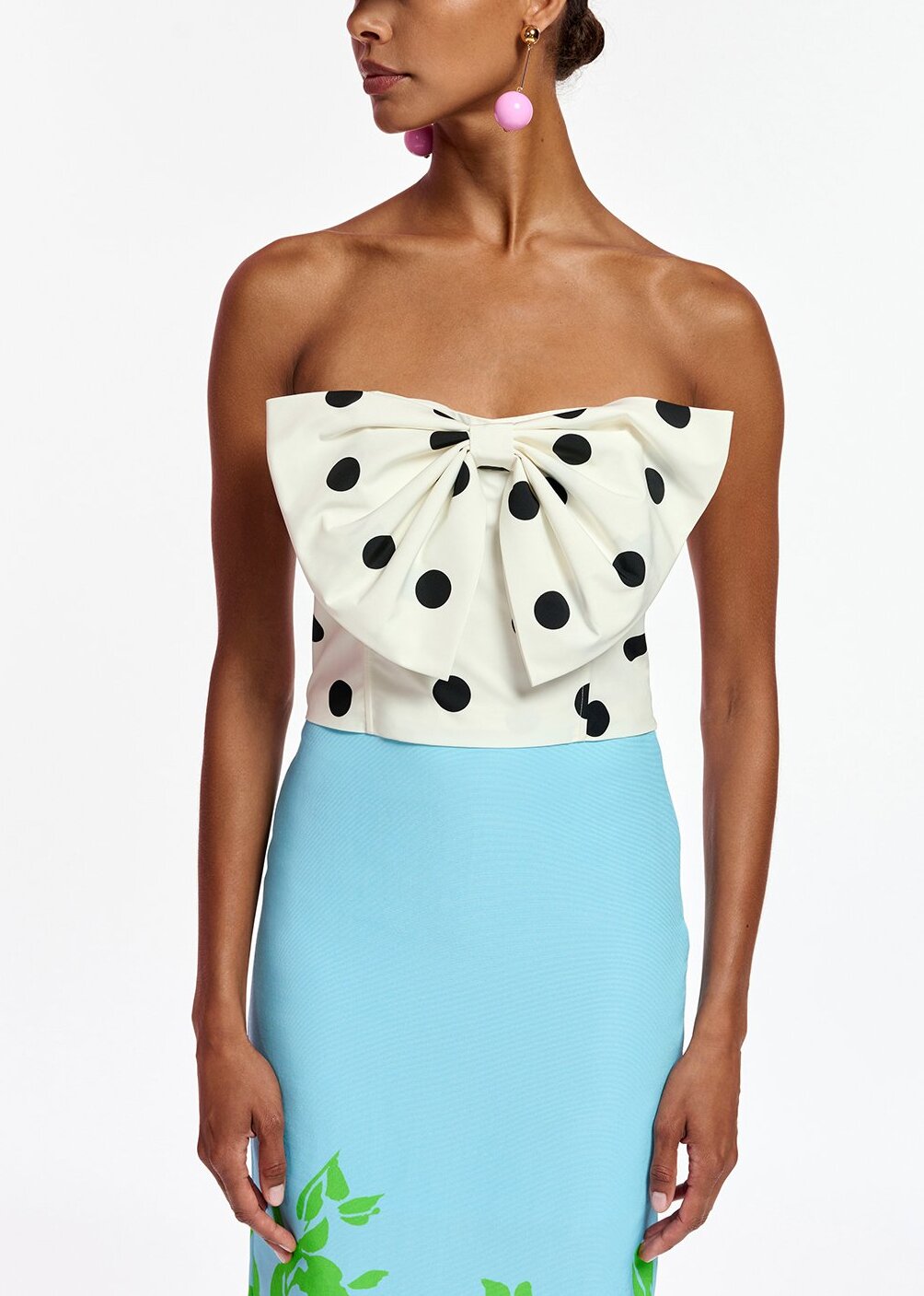 White and black polka-dot bustier top with bow RE—SSENTIEL | Essentiel second hand
