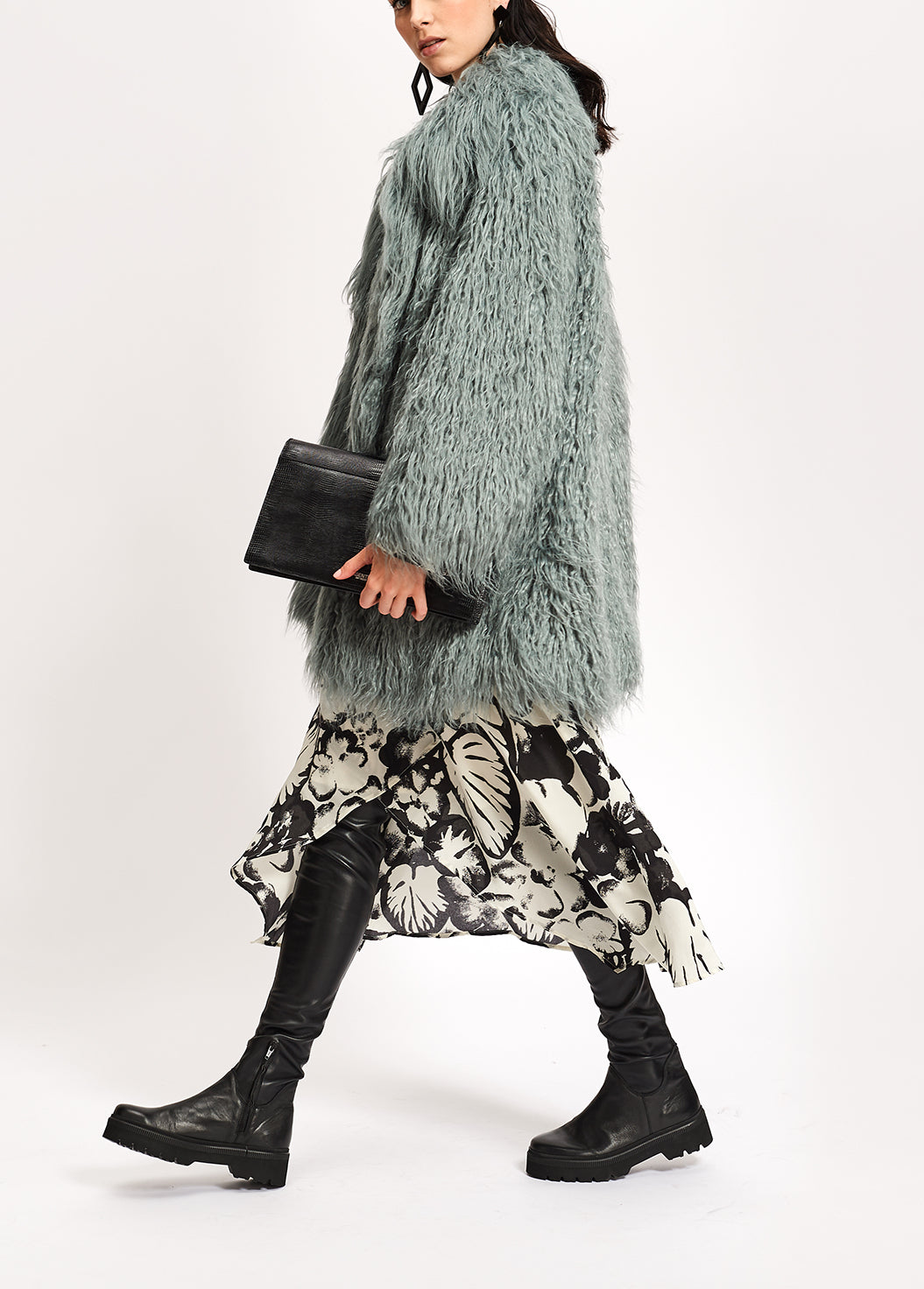 Light blue faux fur coat RE—SSENTIEL | Essentiel second hand