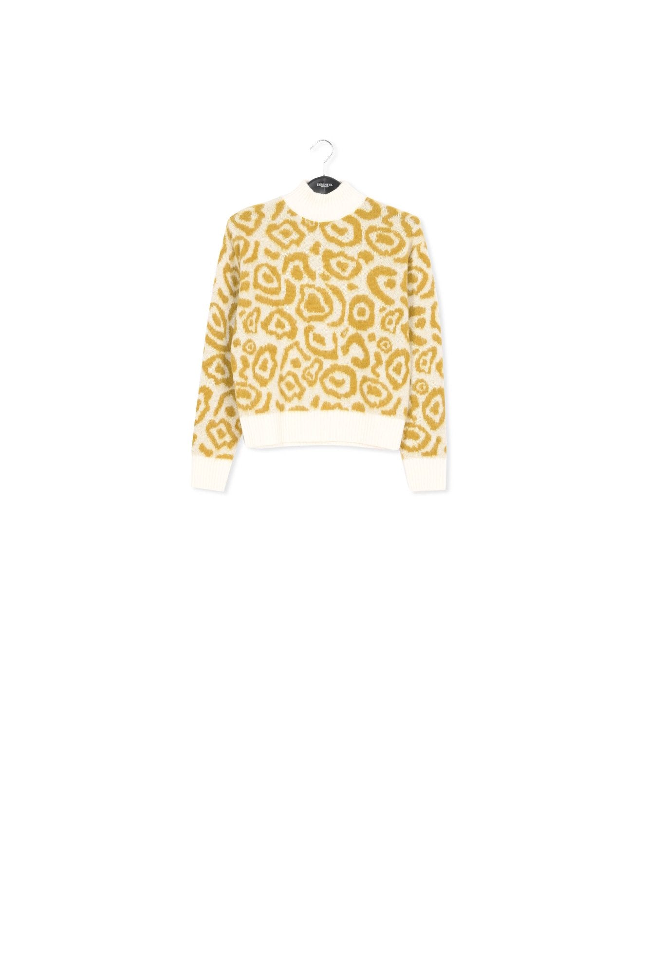 Ochre and off-white leopard-print knit sweater RE—SSENTIEL | Essentiel second hand