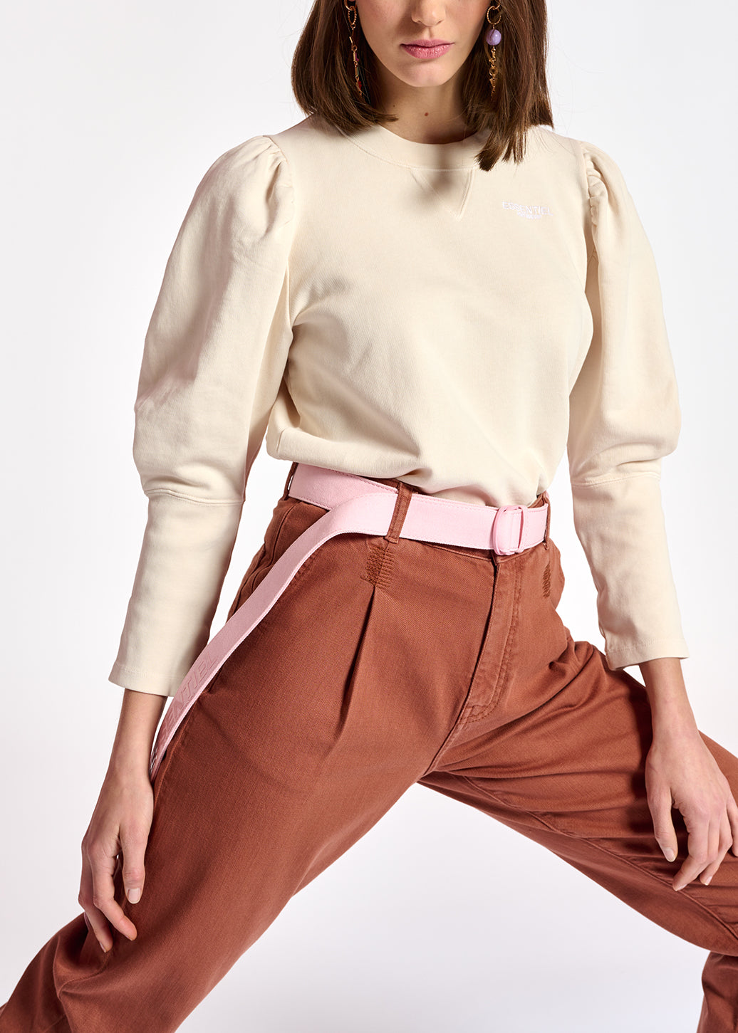 Off-white organic-cotton jersey sweatshirt RE—SSENTIEL | Essentiel second hand