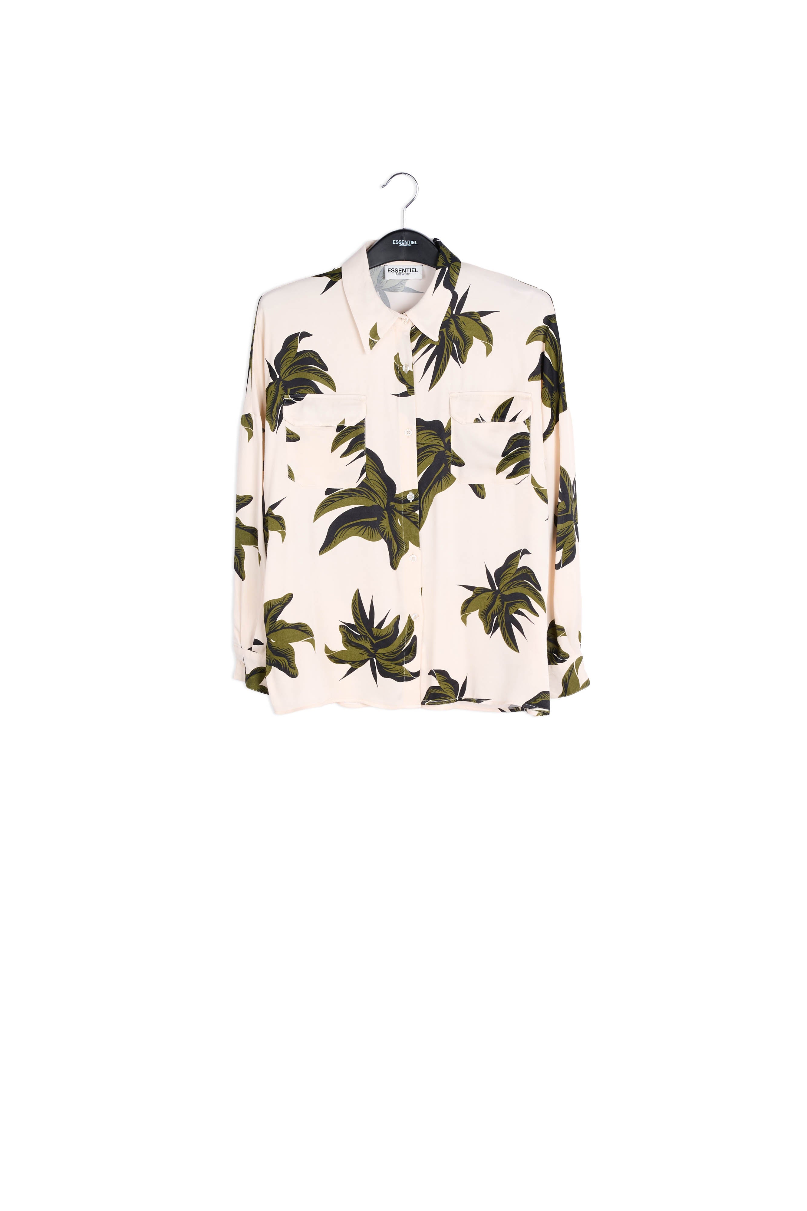 Off-white and green floral print shirt RE—SSENTIEL | Essentiel second hand