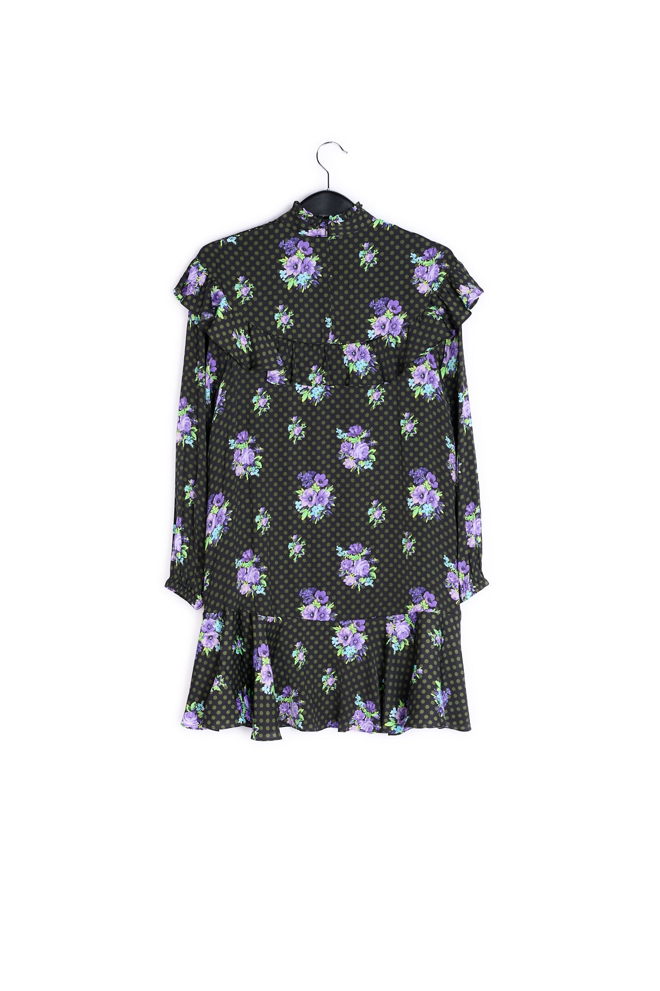 Black and purple ruffled a-line dress RE—SSENTIEL | Essentiel second hand