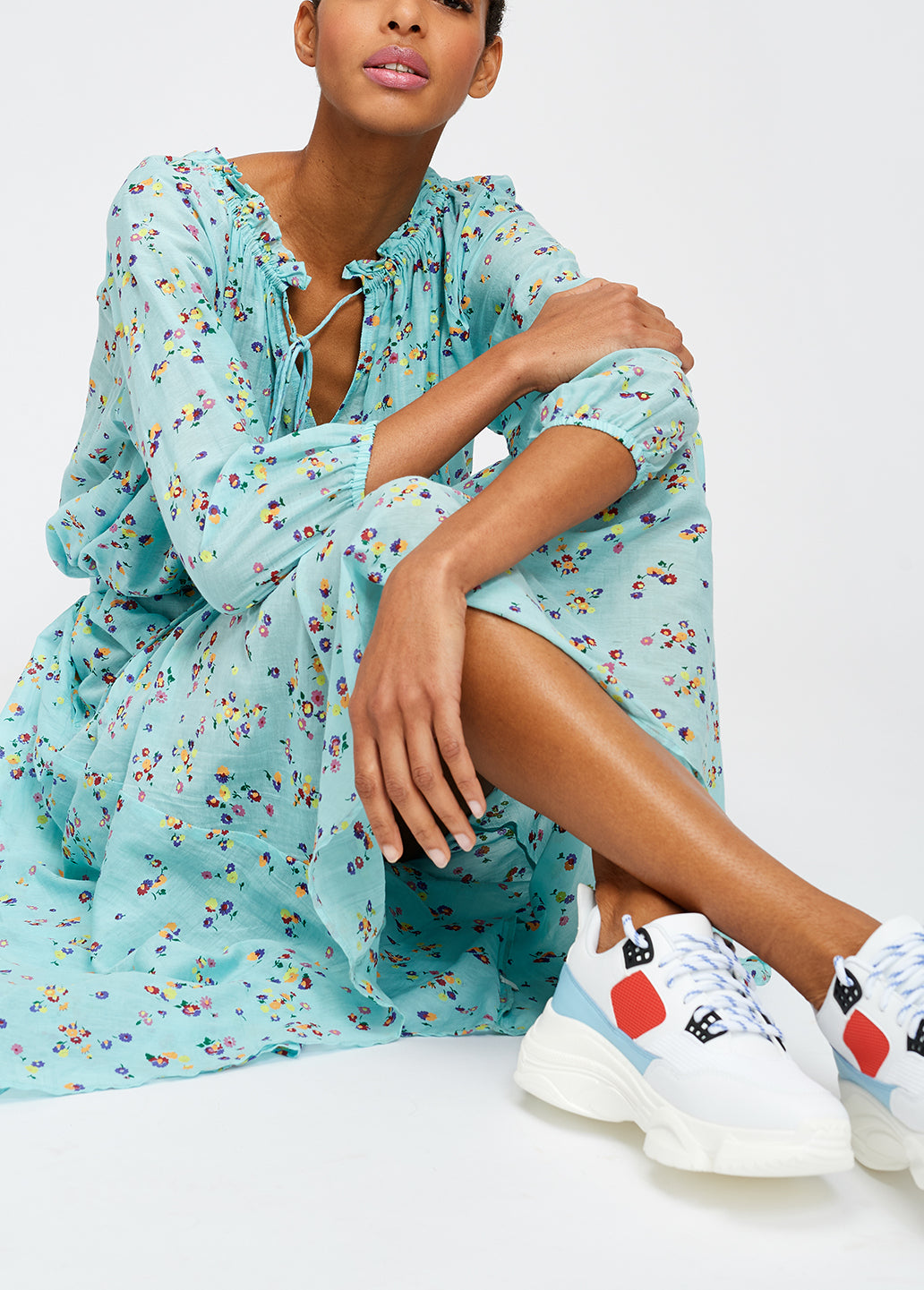 Light blue floral maxi dress RE—SSENTIEL | Essentiel second hand