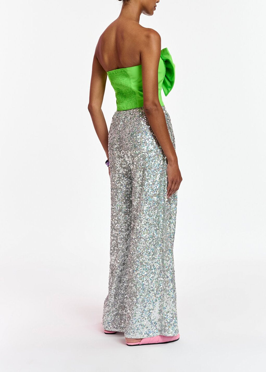 Silver sequin-embellished wide-leg pants RE—SSENTIEL | Essentiel second hand