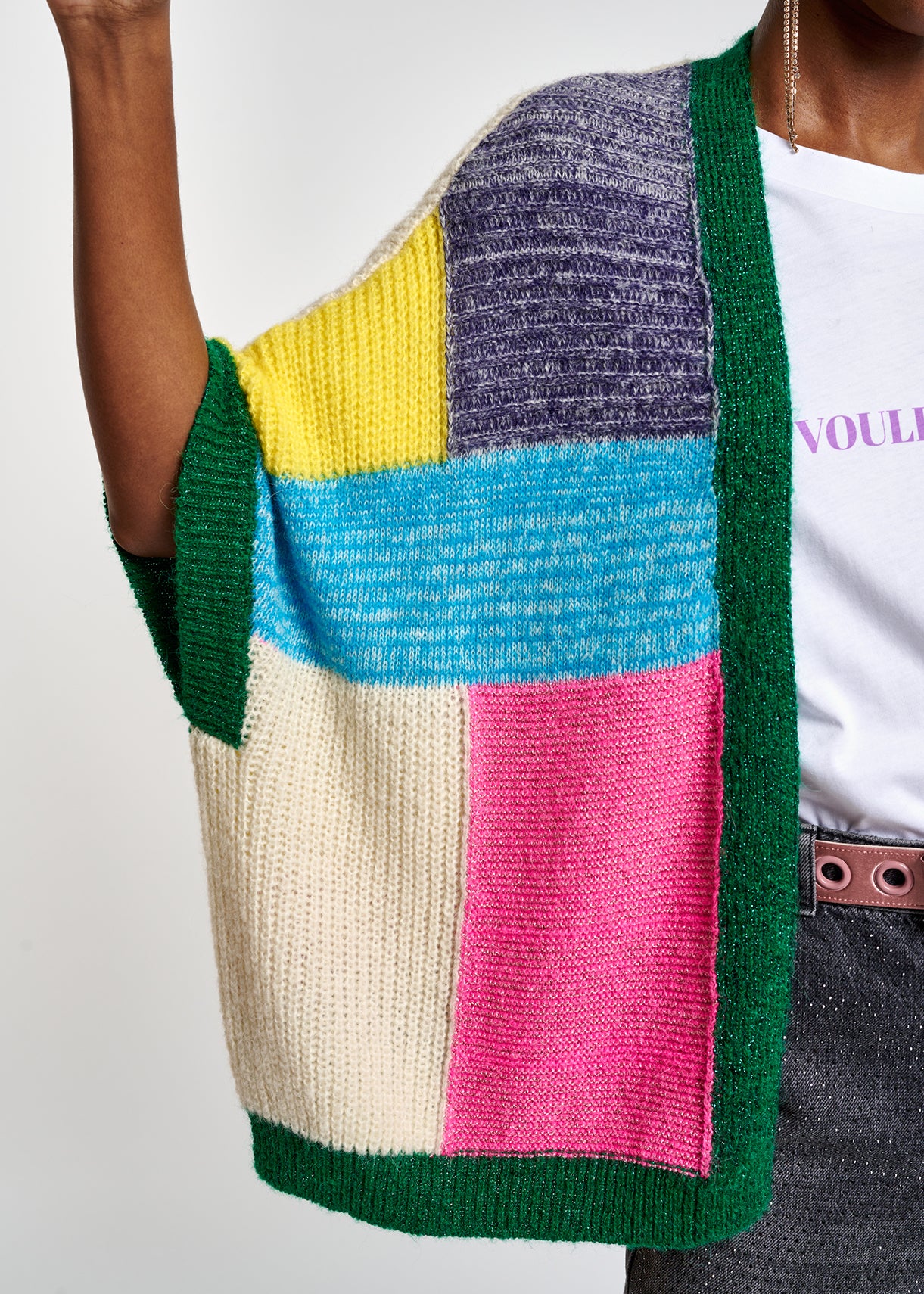 Oversized multicolored patchwork cardigan RE—SSENTIEL | Essentiel second hand