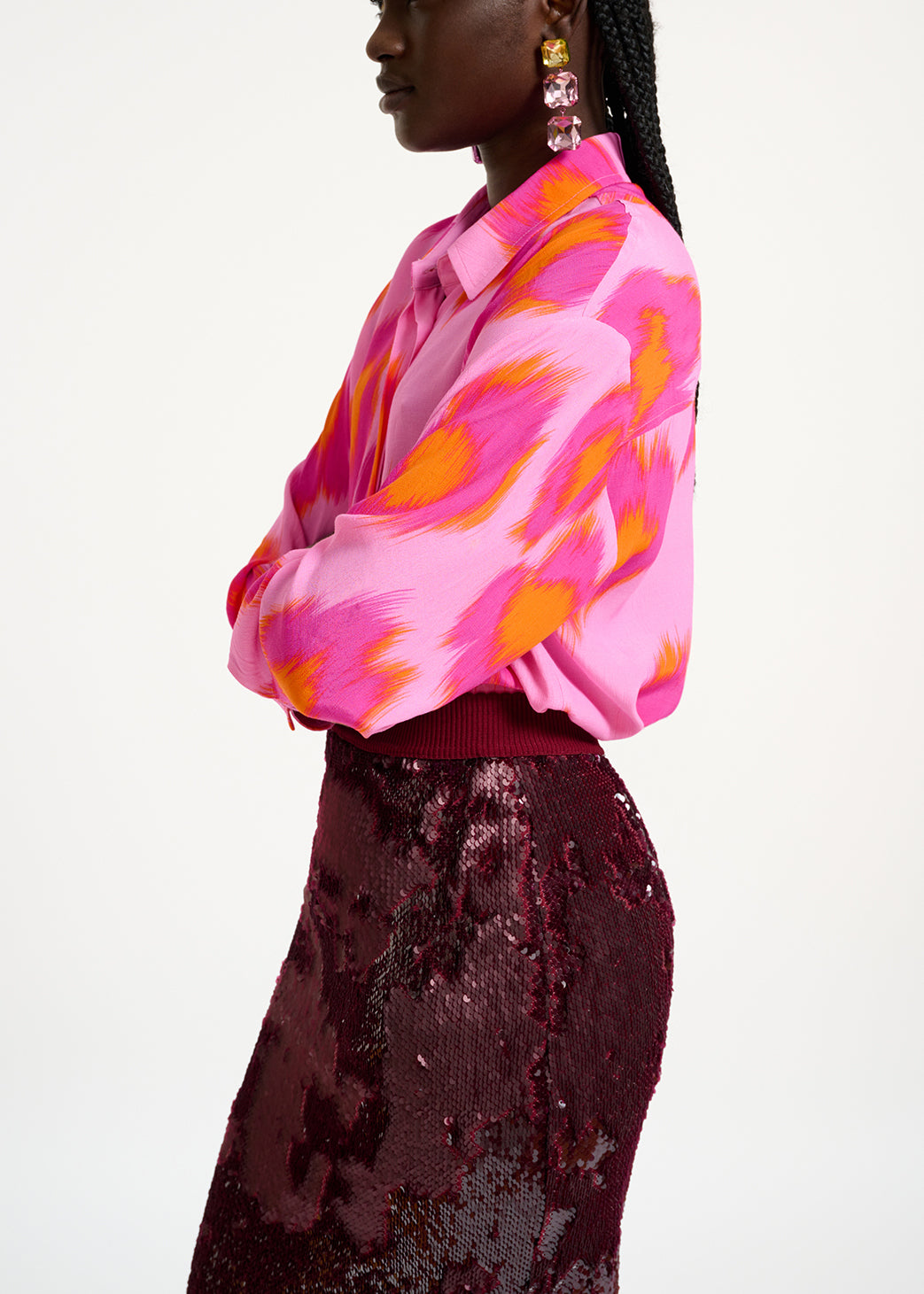 Pink oversized shirt with leopard print RE—SSENTIEL | Essentiel second hand