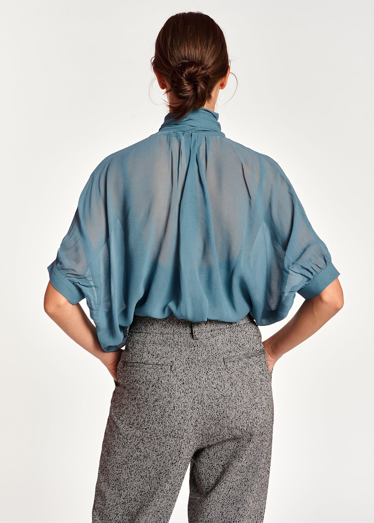 Blue voluminous sheer top RE—SSENTIEL | Essentiel second hand