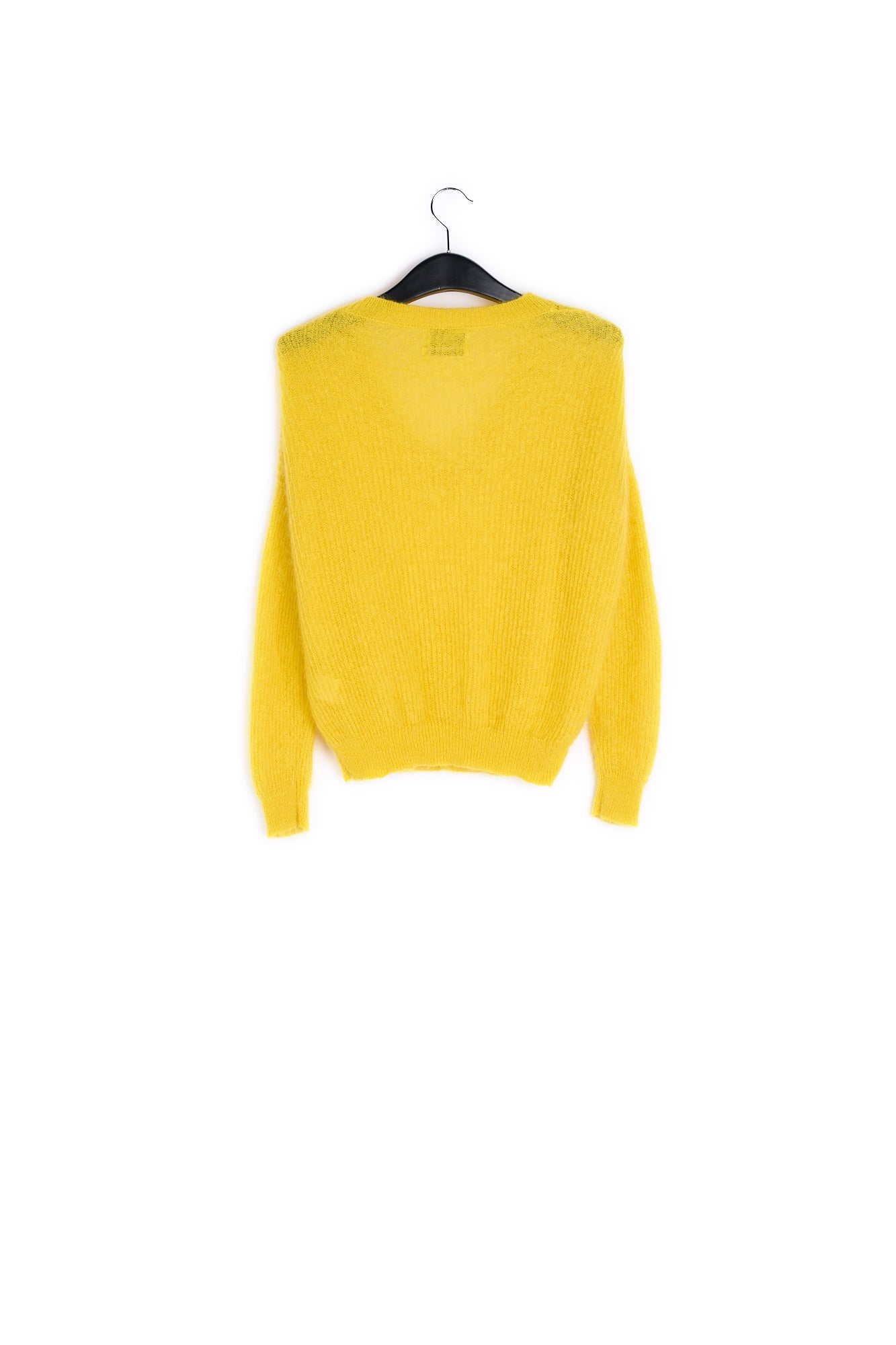 Yellow mohair blend v-neck sweater RE—SSENTIEL | Essentiel second hand