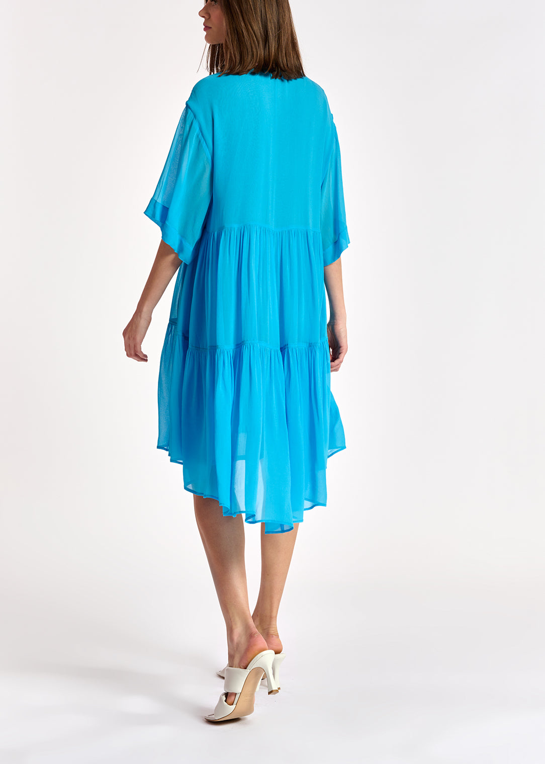 Blauwe mini-jurk met volants RE—SSENTIEL | Essentiel second hand