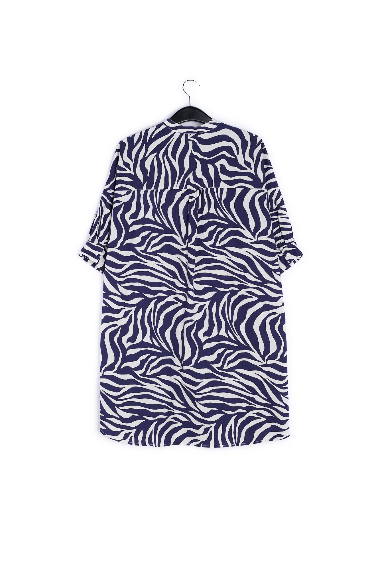 Off-white and navy blue zebra-print cotton shirt dress RE—SSENTIEL | Essentiel second hand