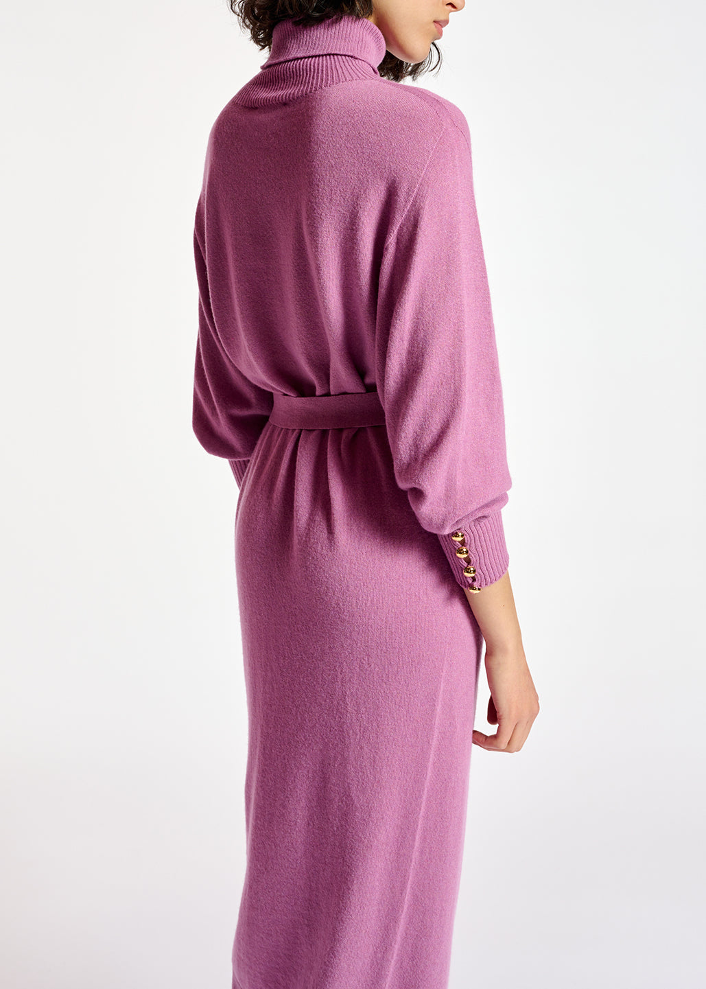 Donkerlila gebreide jurk met rolkraag RE—SSENTIEL | Essentiel second hand