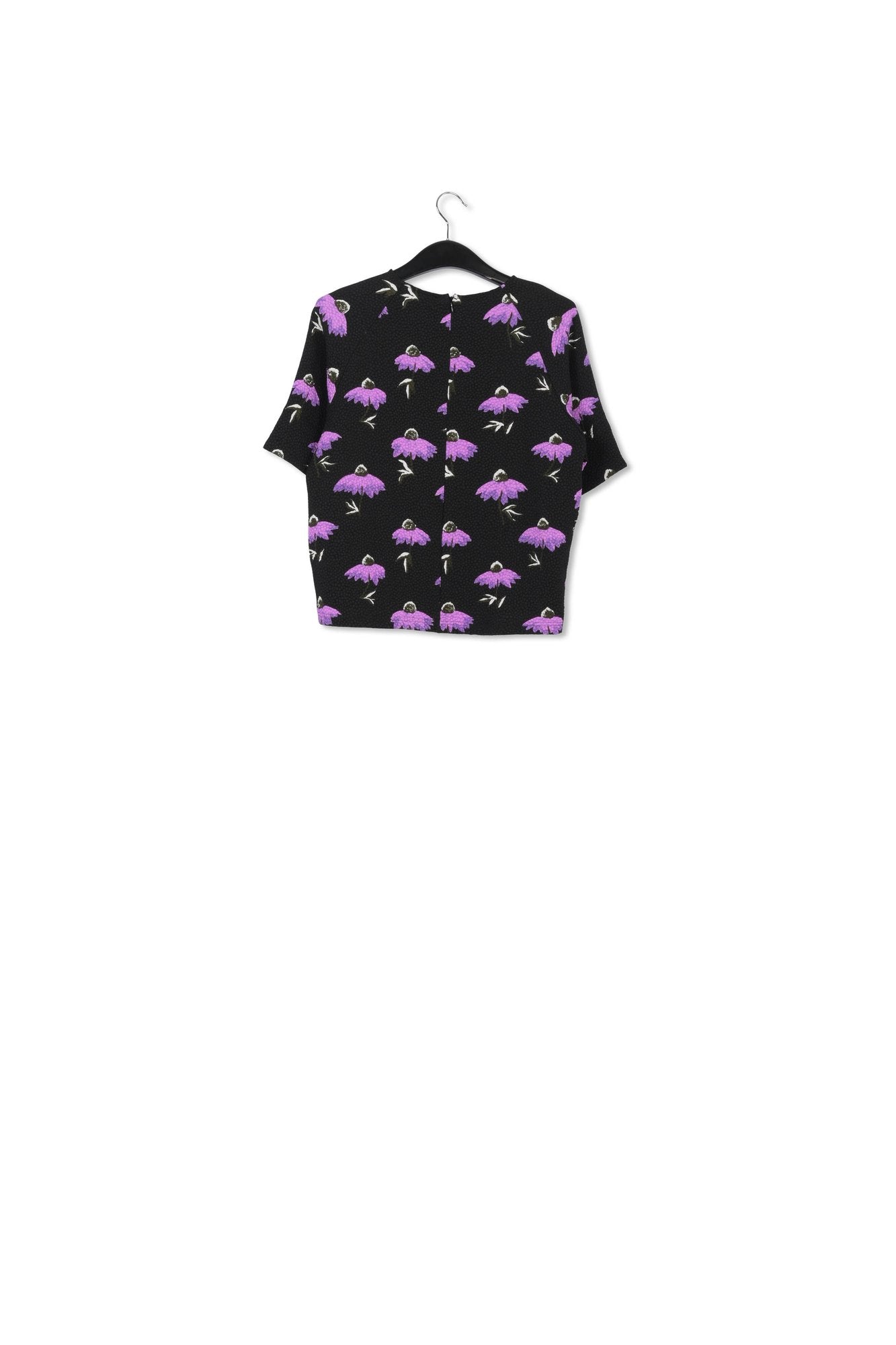 Black oversized top with floral print RE—SSENTIEL | Essentiel second hand