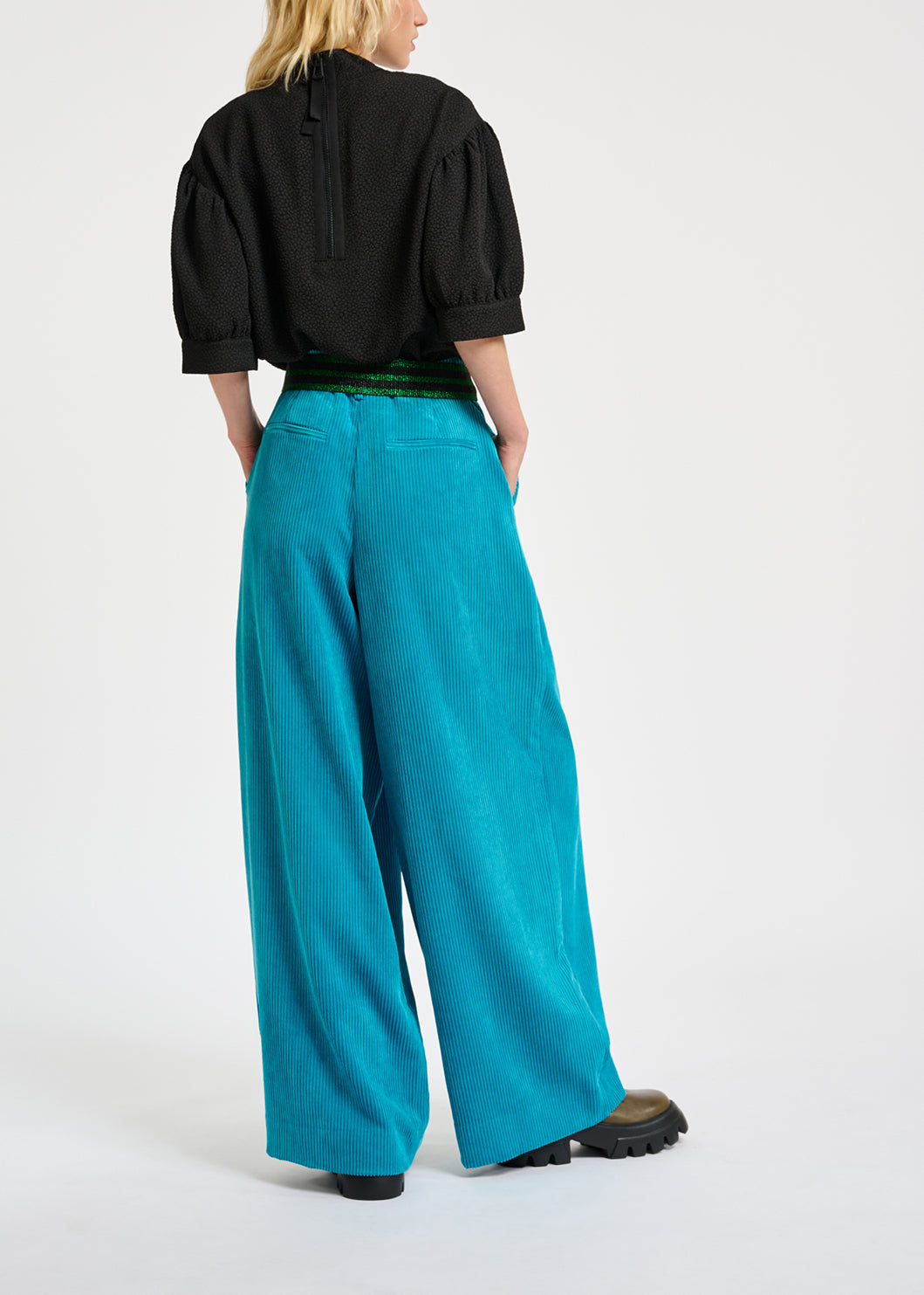 Blue wide-leg corduroy pants RE—SSENTIEL | Essentiel second hand