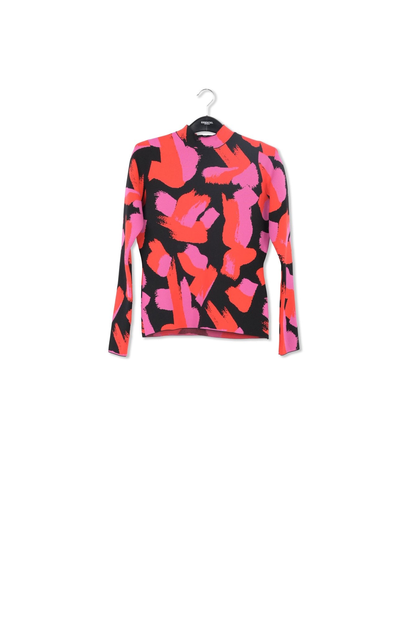 Pull en tricot jacquard noir, rouge et fuchsia RE—SSENTIEL | Essentiel second hand