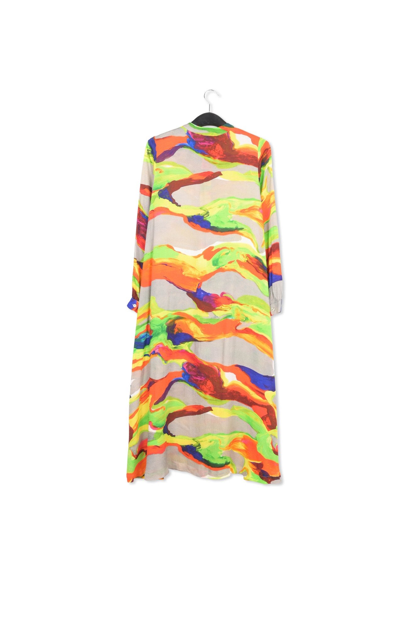 Multicolor midi-length shirt dress with paint stroke print RE—SSENTIEL | Essentiel second hand