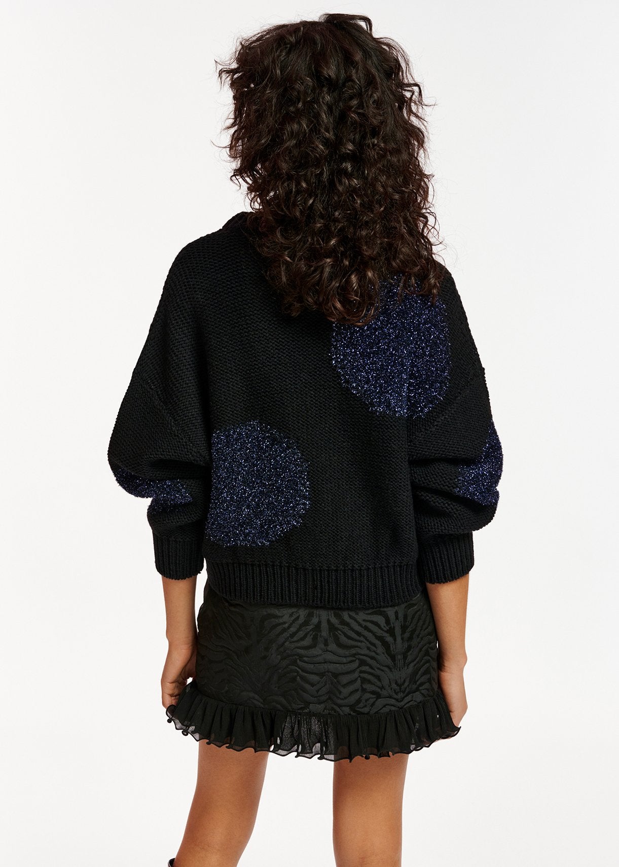 Black and dark blue intarsia-knitted sweater RE—SSENTIEL | Essentiel second hand
