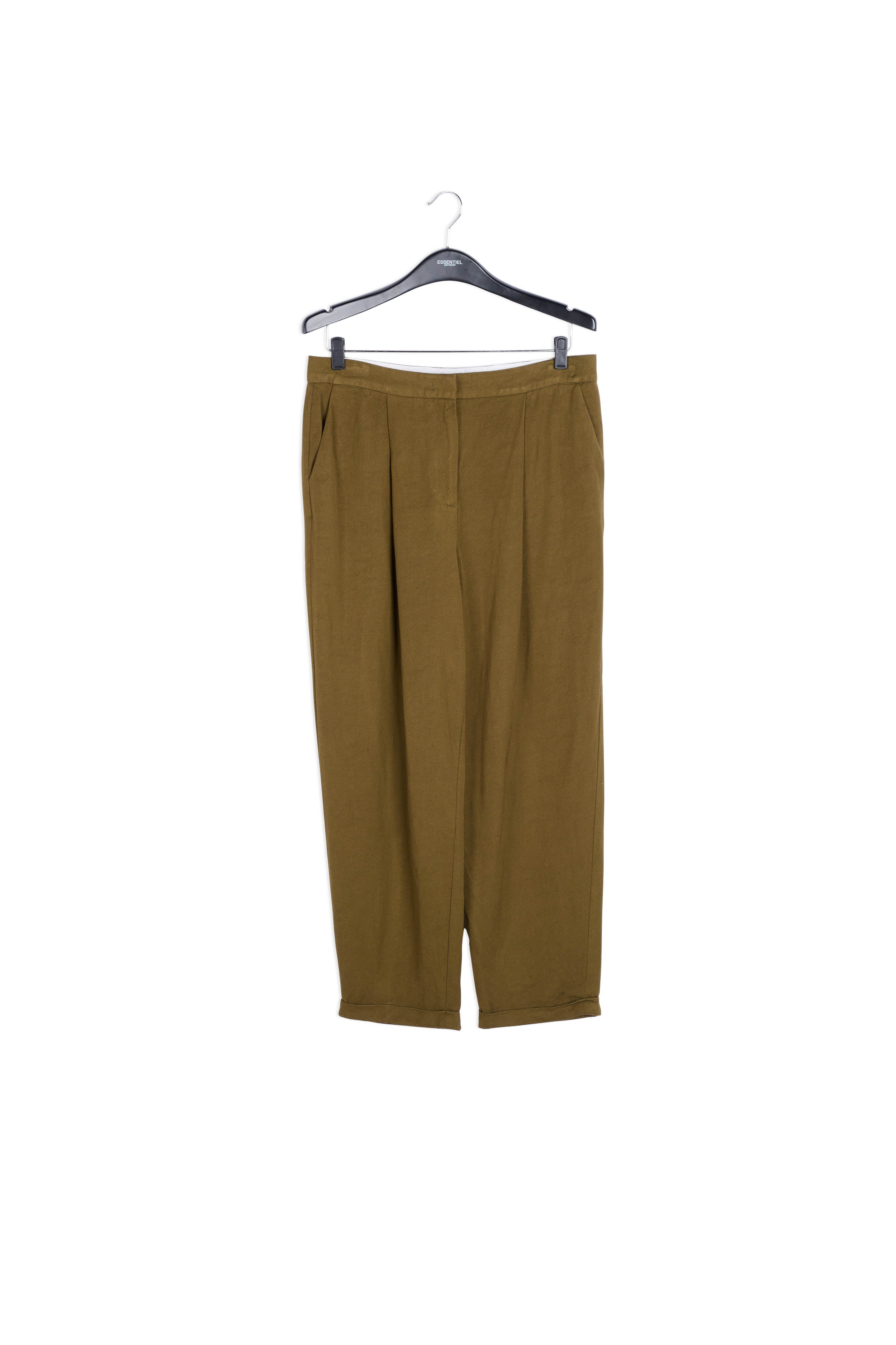 Khaki green tailored mid-rise pants RE—SSENTIEL | Essentiel second hand