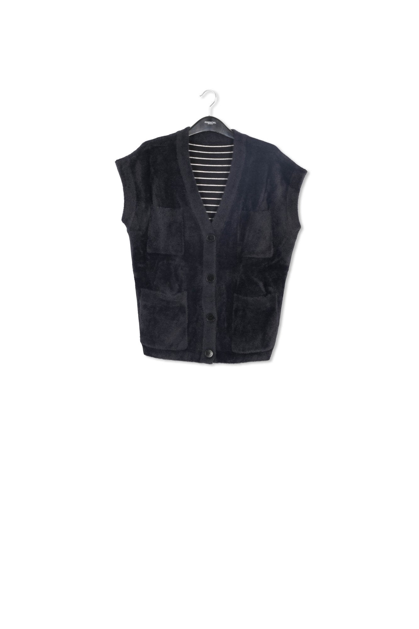 Black sleeveless reversible cardigan RE—SSENTIEL | Essentiel second hand