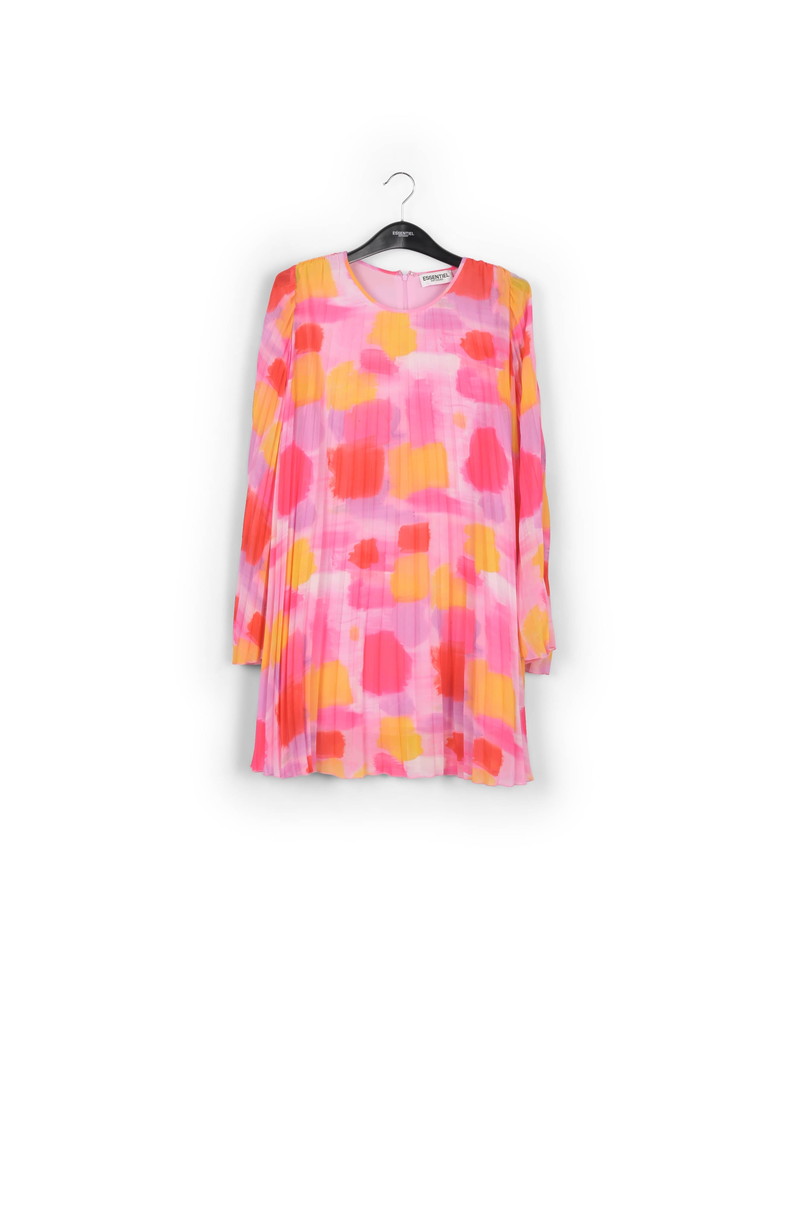 Dark blue printed plissé mini dress RE—SSENTIEL | Essentiel second hand