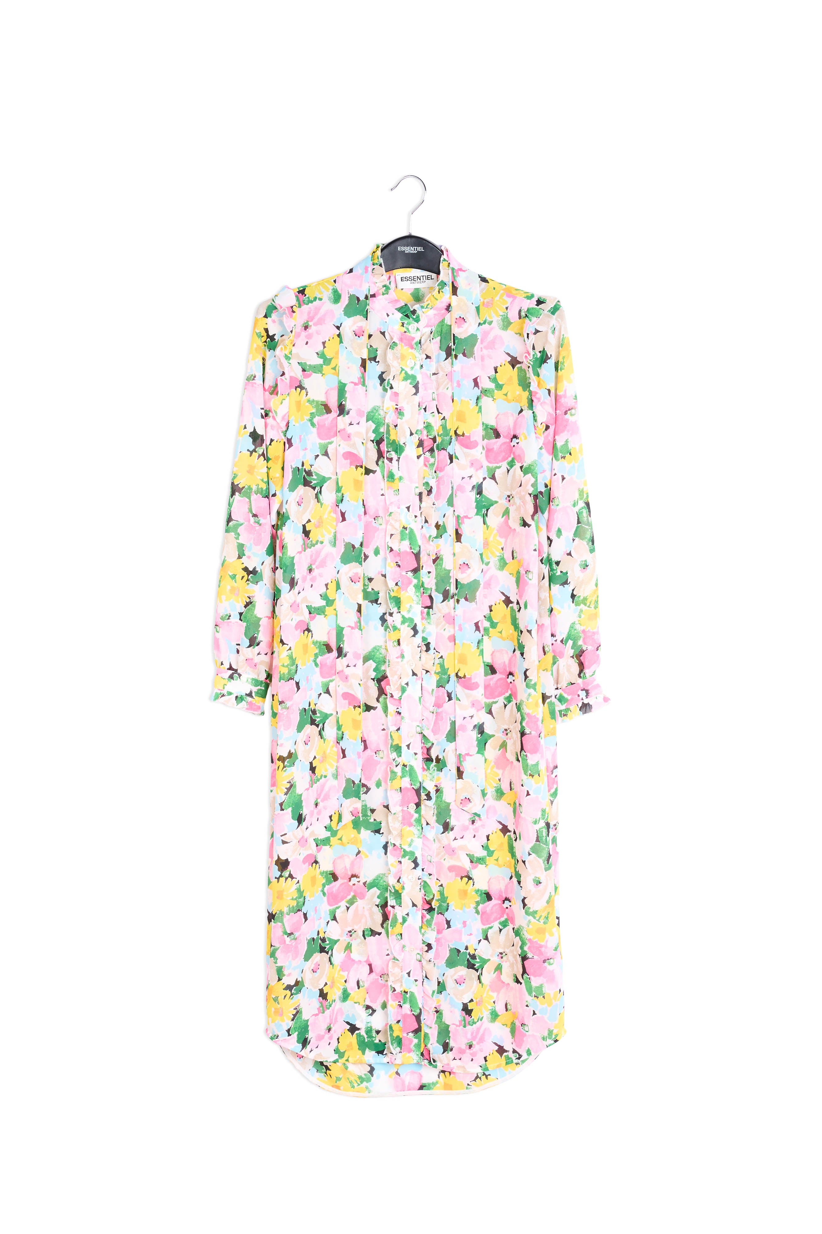 Colorful floral ruffle-detailed shirt dress RE—SSENTIEL | Essentiel second hand