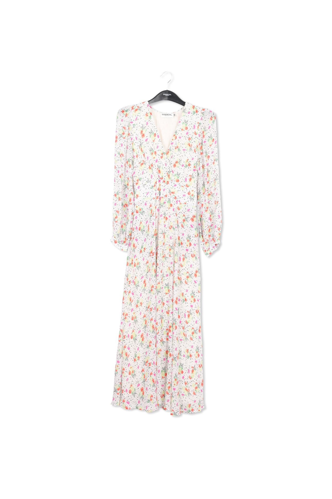 Off-white floral-print wrap maxi dress RE—SSENTIEL | Essentiel second hand