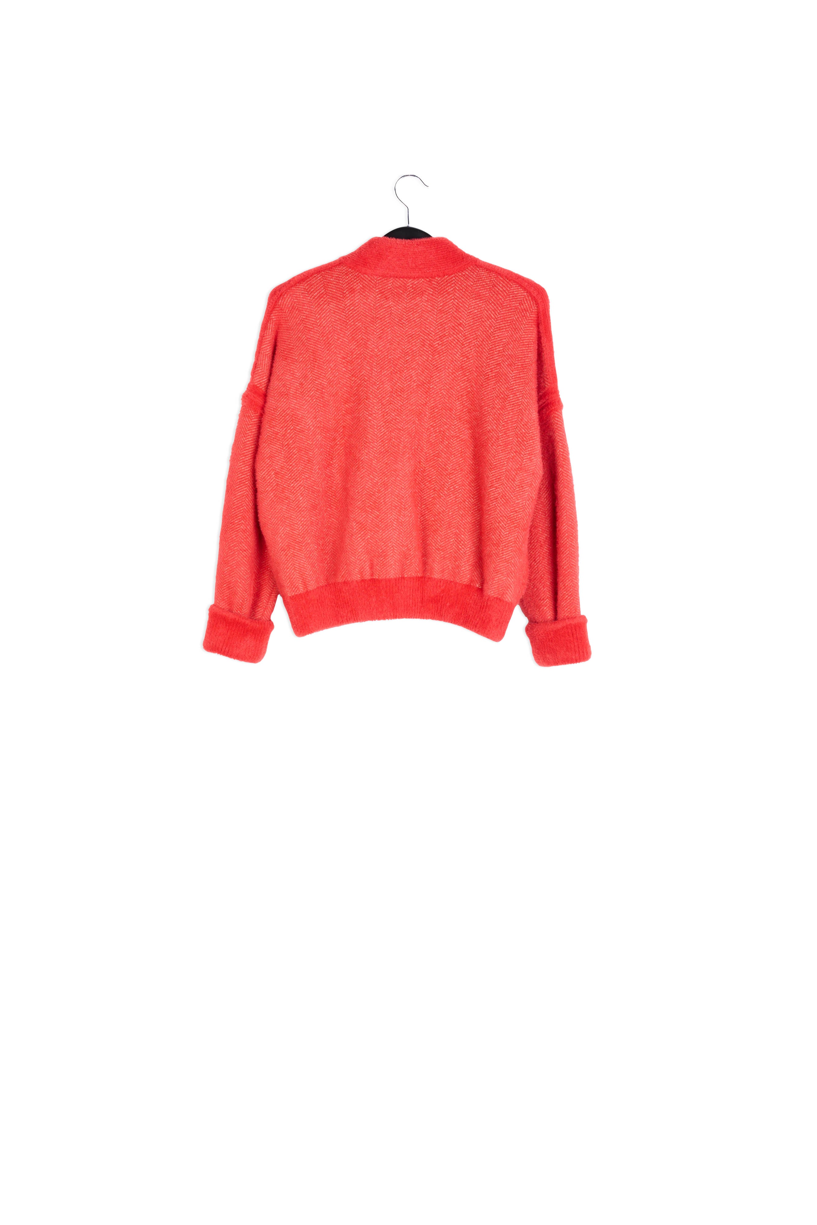 Red knitted cardigan with zipper RE—SSENTIEL | Essentiel second hand