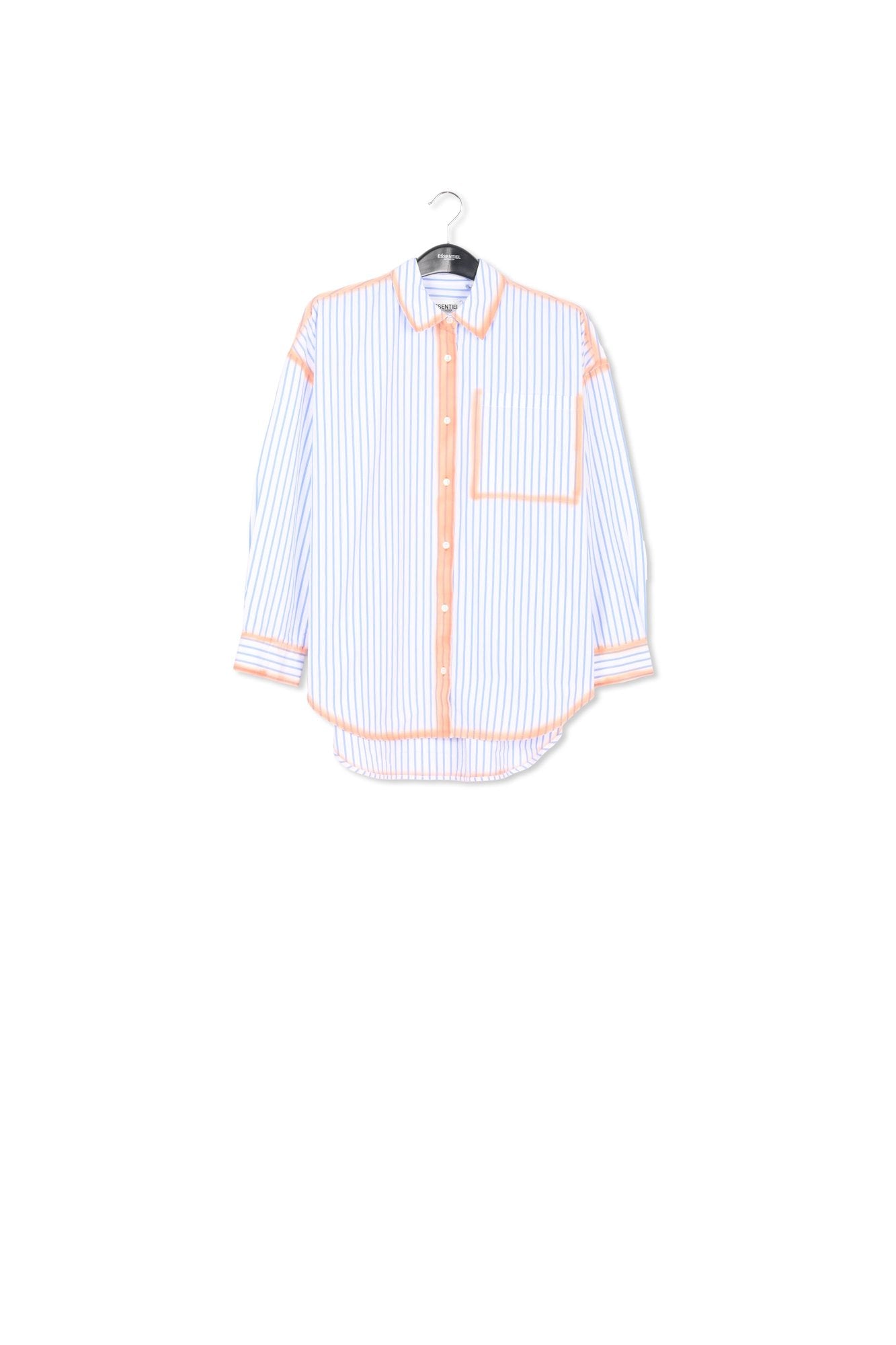 Chemise à  rayures blanches et bleues à  traits orange RE—SSENTIEL | Essentiel second hand