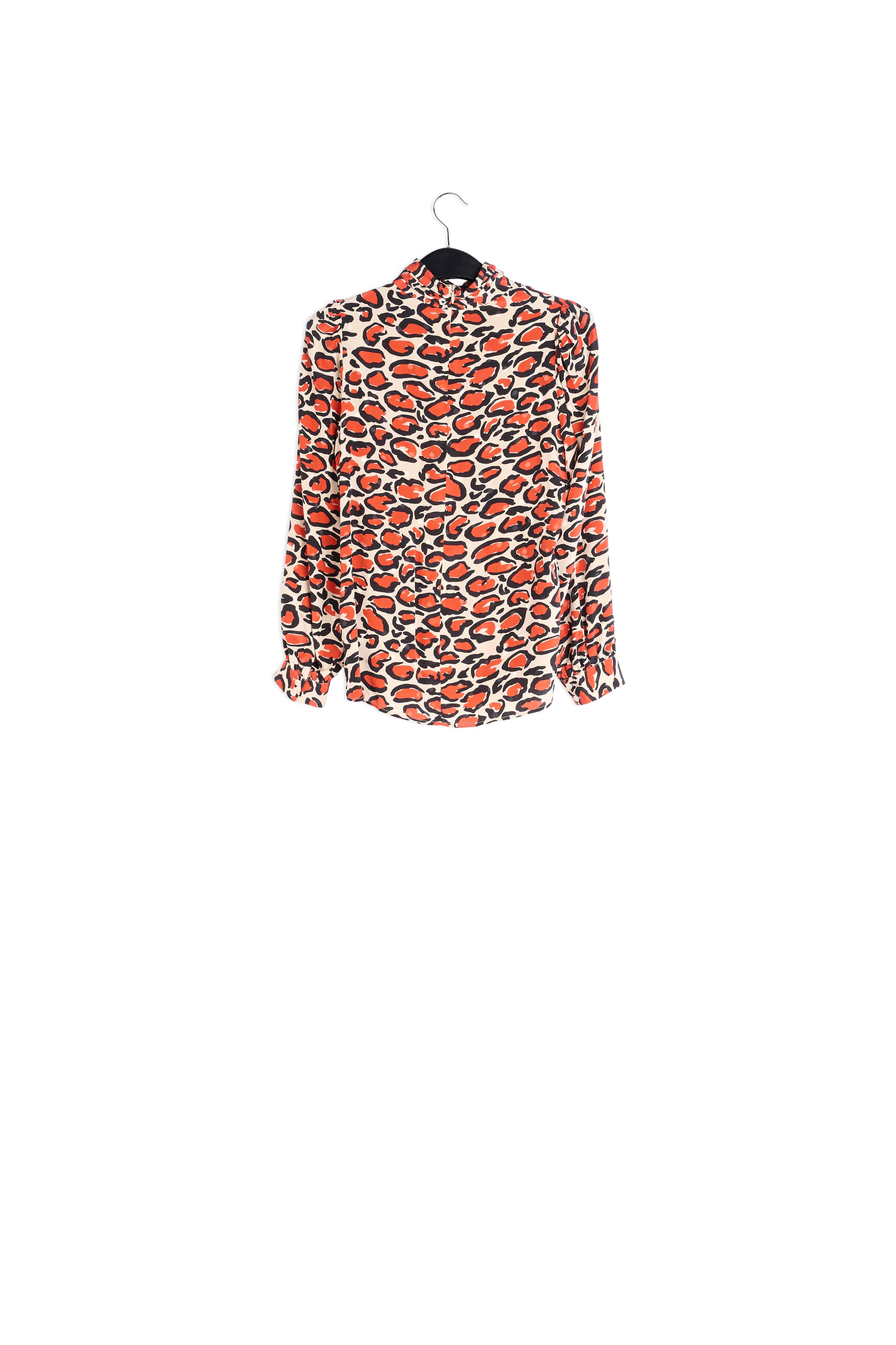 Top écru à col roulé en soie à imprimé léopard RE—SSENTIEL | Essentiel second hand