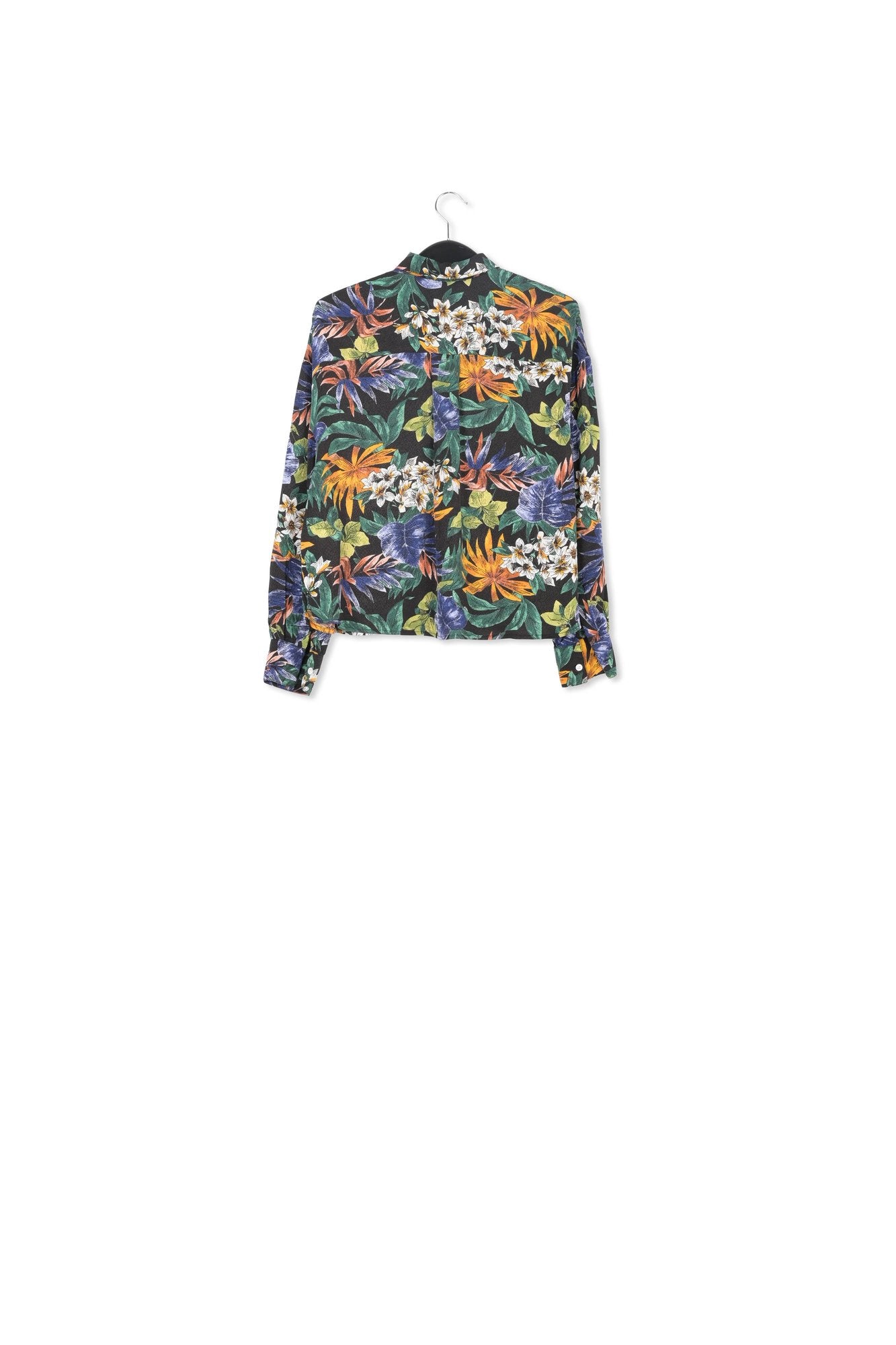 Black oversized shirt with colorful floral print RE—SSENTIEL | Essentiel second hand