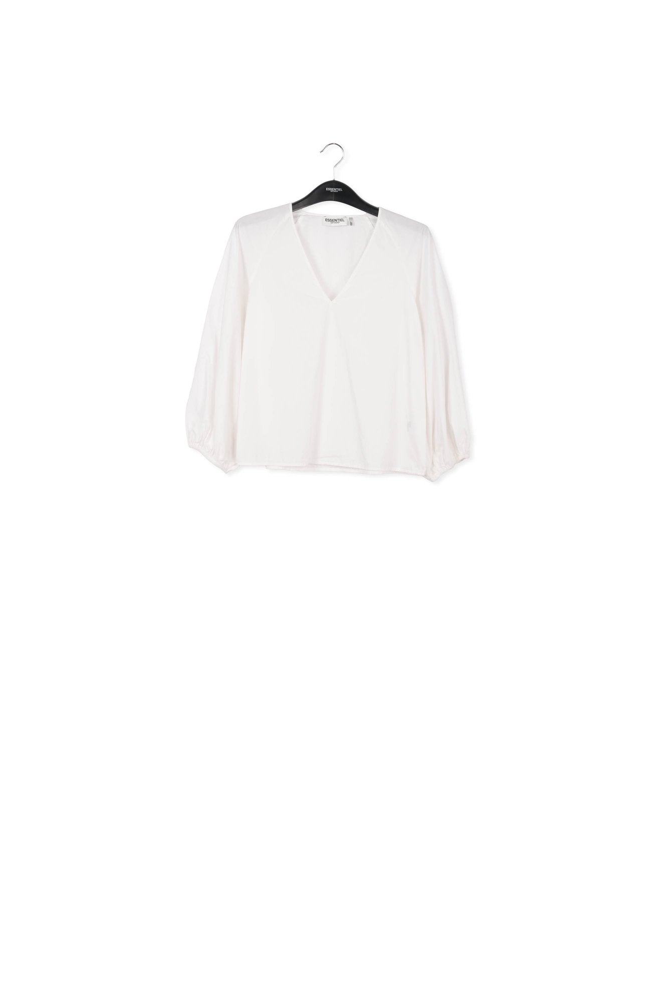 White V-neck top with puffed sleeves RE—SSENTIEL | Essentiel second hand