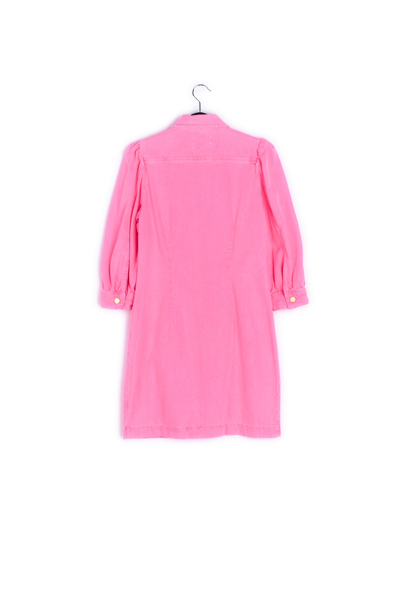 Neon pink puffed sleeves denim mini dress RE—SSENTIEL | Essentiel second hand