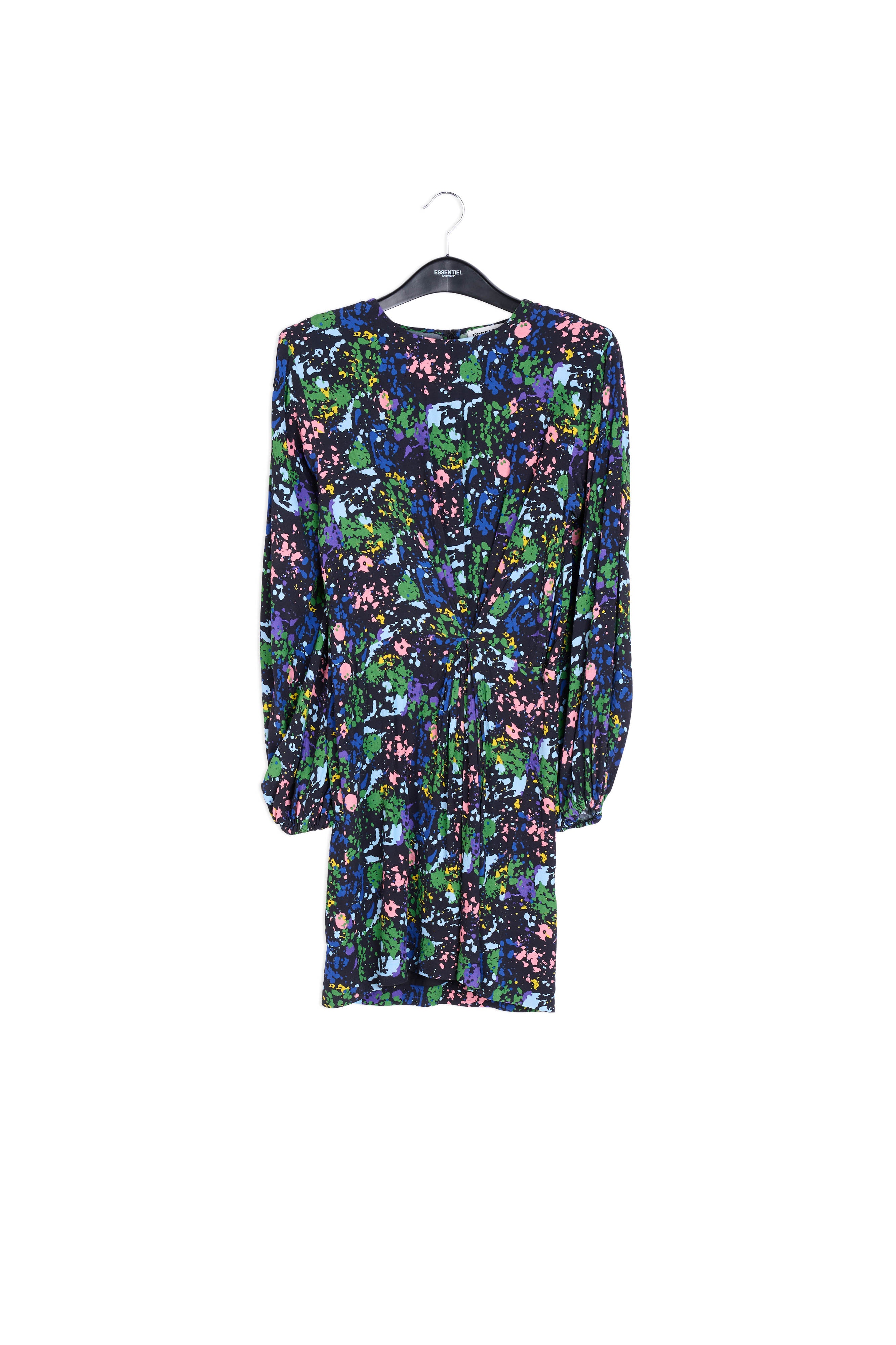 Black and blue floral print mini dress RE—SSENTIEL | Essentiel second hand