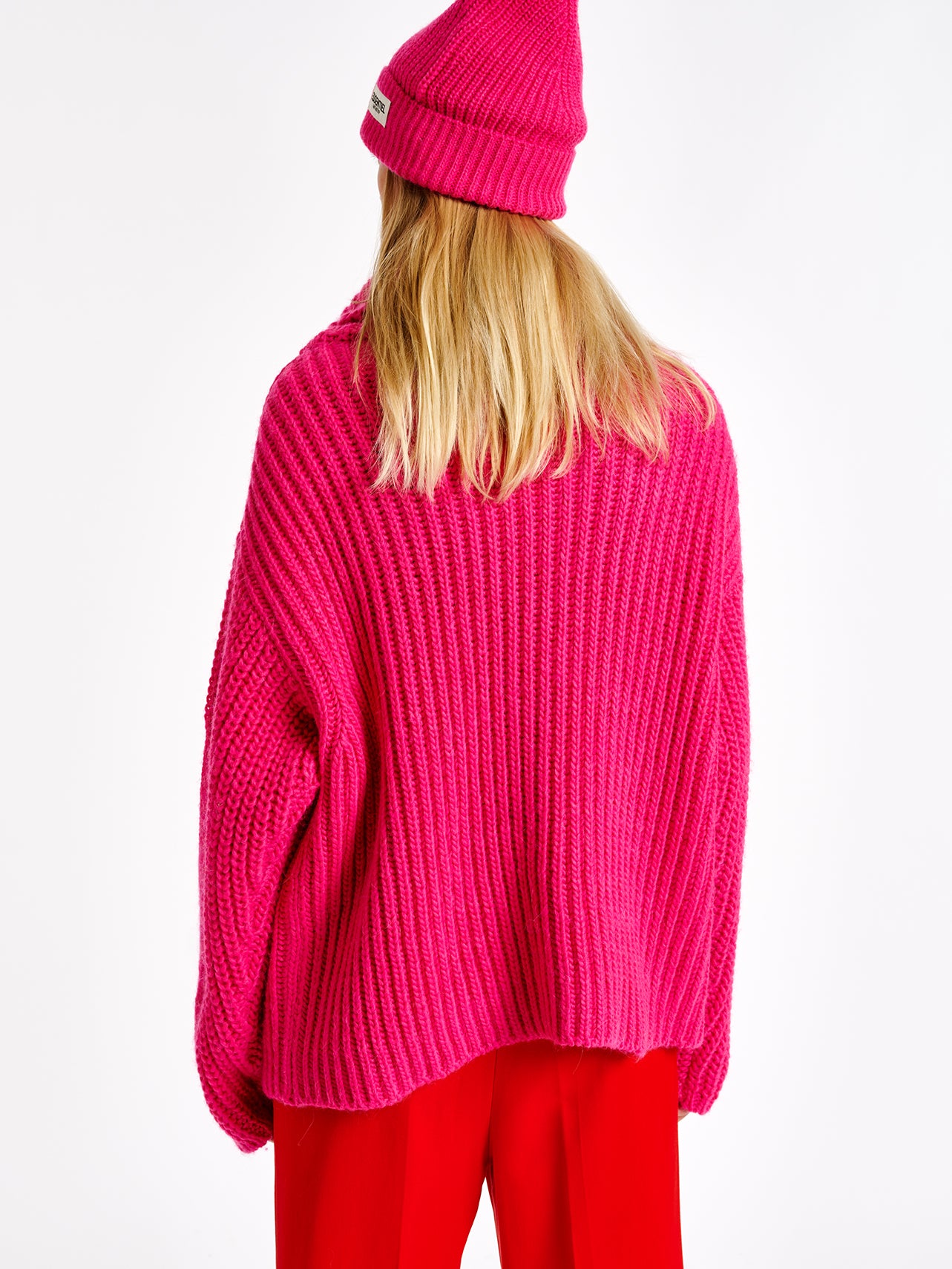 Pink chunky ribbed turtleneck sweater RE—SSENTIEL | Essentiel second hand