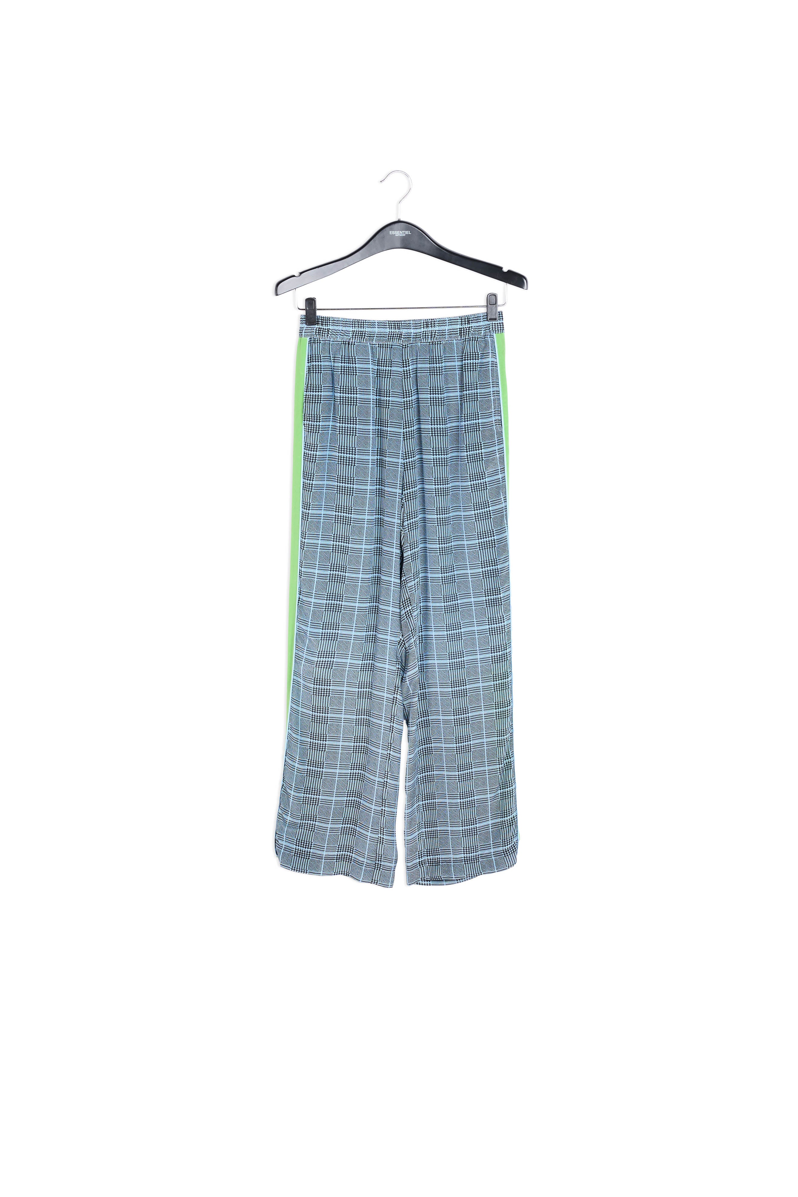 Large check silk print trousers with contrasting stripe RE—SSENTIEL | Essentiel second hand