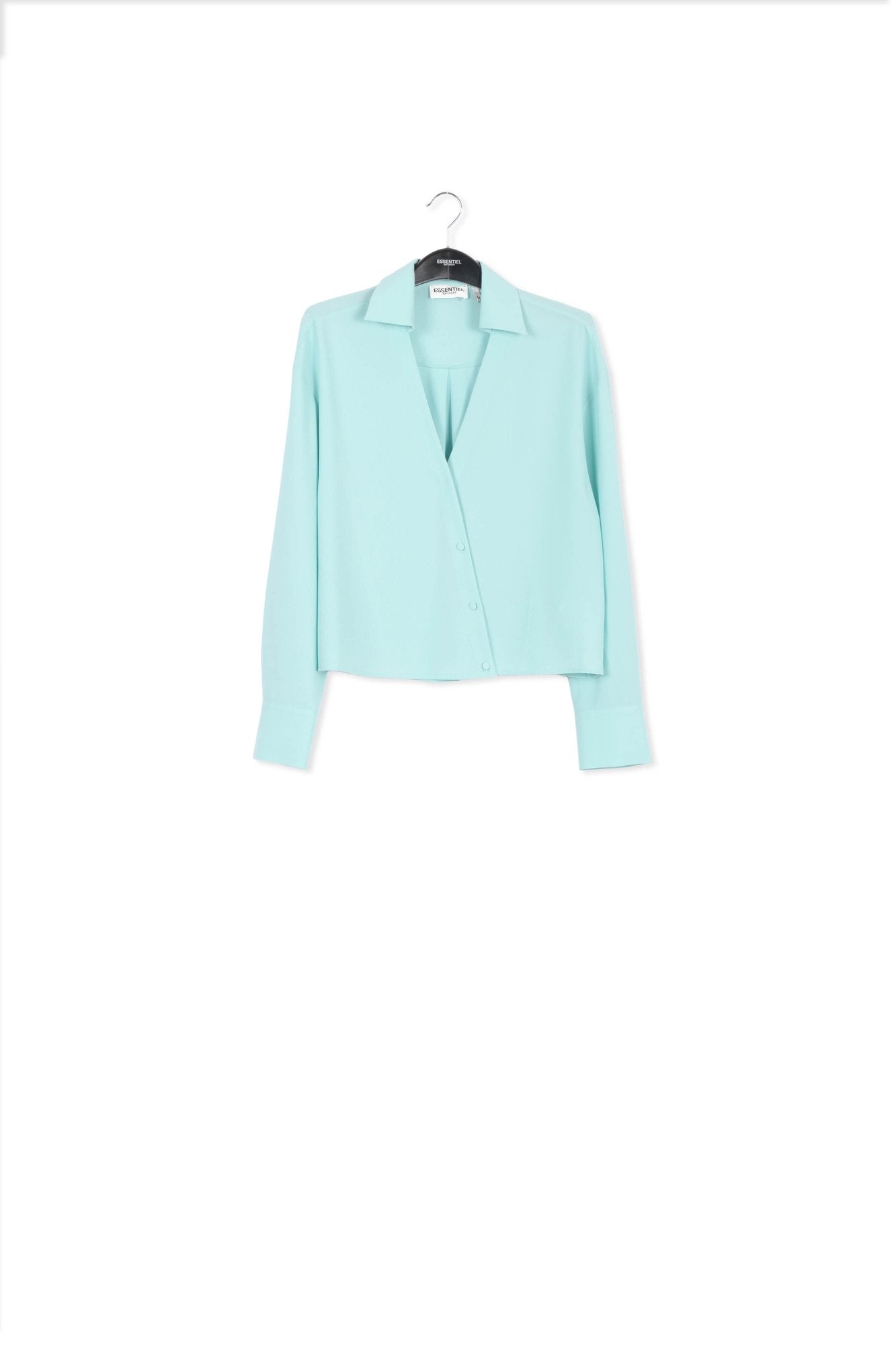 Turquoise V-neck shirt RE—SSENTIEL | Essentiel second hand