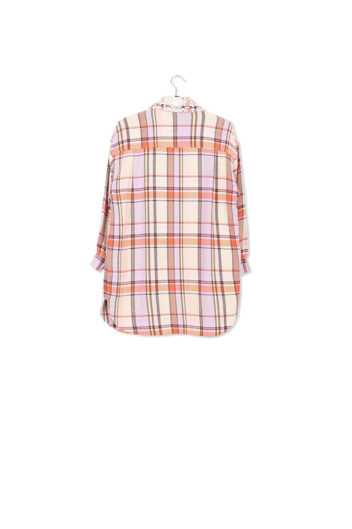 Surchemise à carreaux lilas, orange et rose clair RE—SSENTIEL | Essentiel second hand