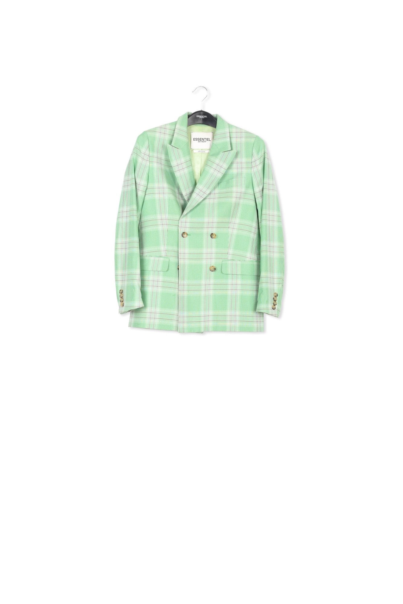 Veste croisée en tartan vert RE—SSENTIEL | Essentiel second hand