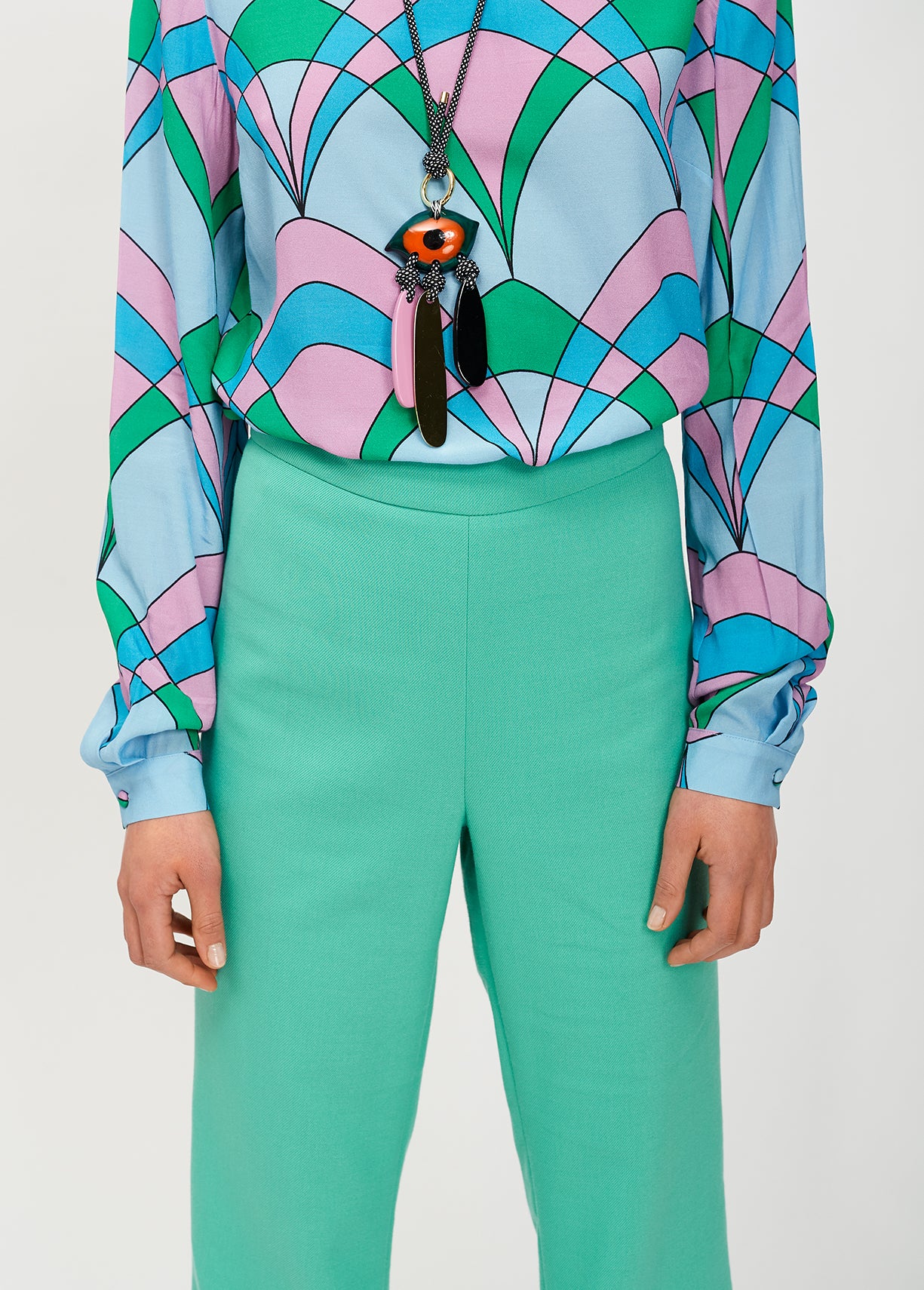 Light blue graphic print blouse RE—SSENTIEL | Essentiel second hand