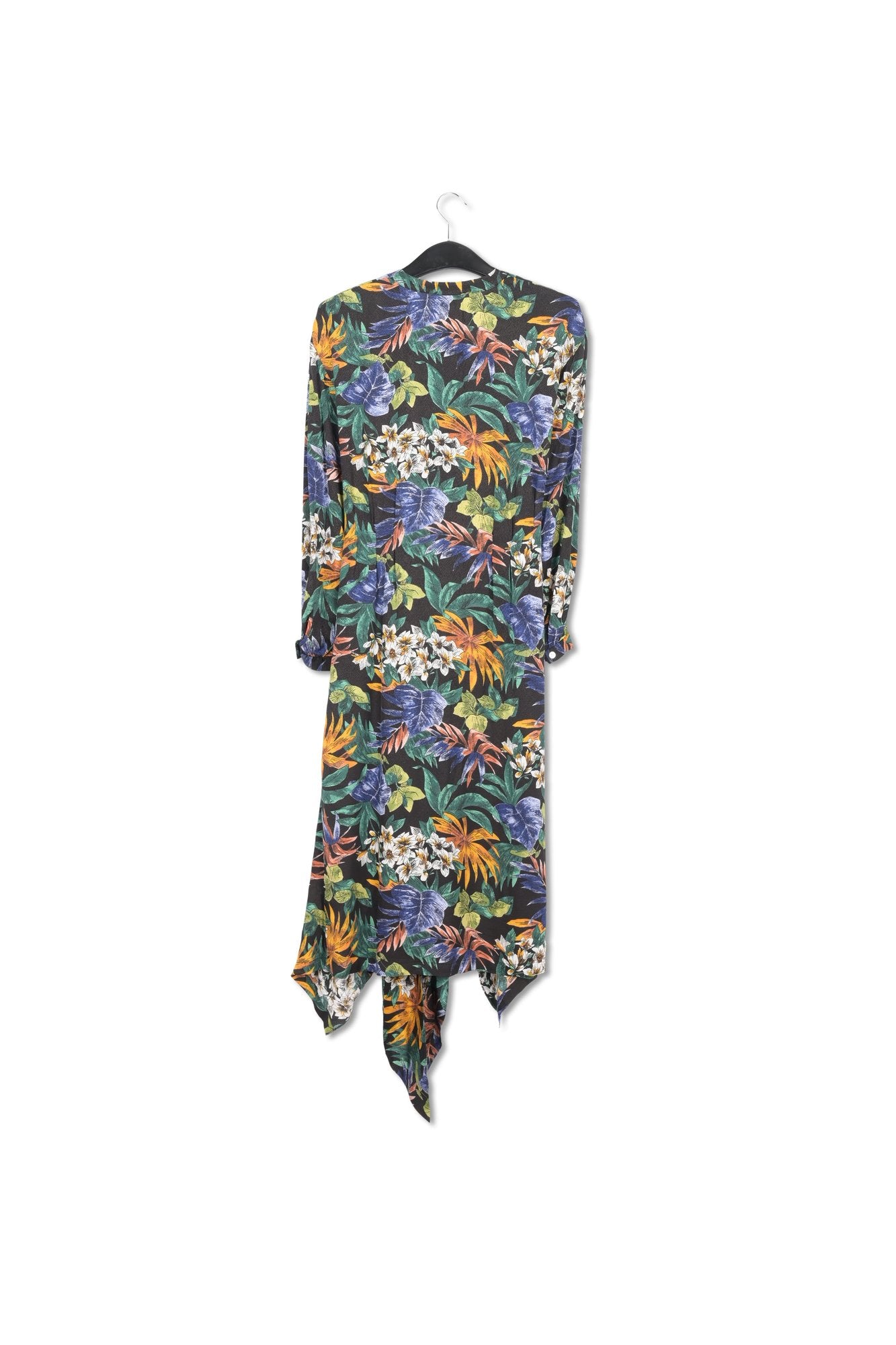 Blue, green and orange floral-print midi dress RE—SSENTIEL | Essentiel second hand