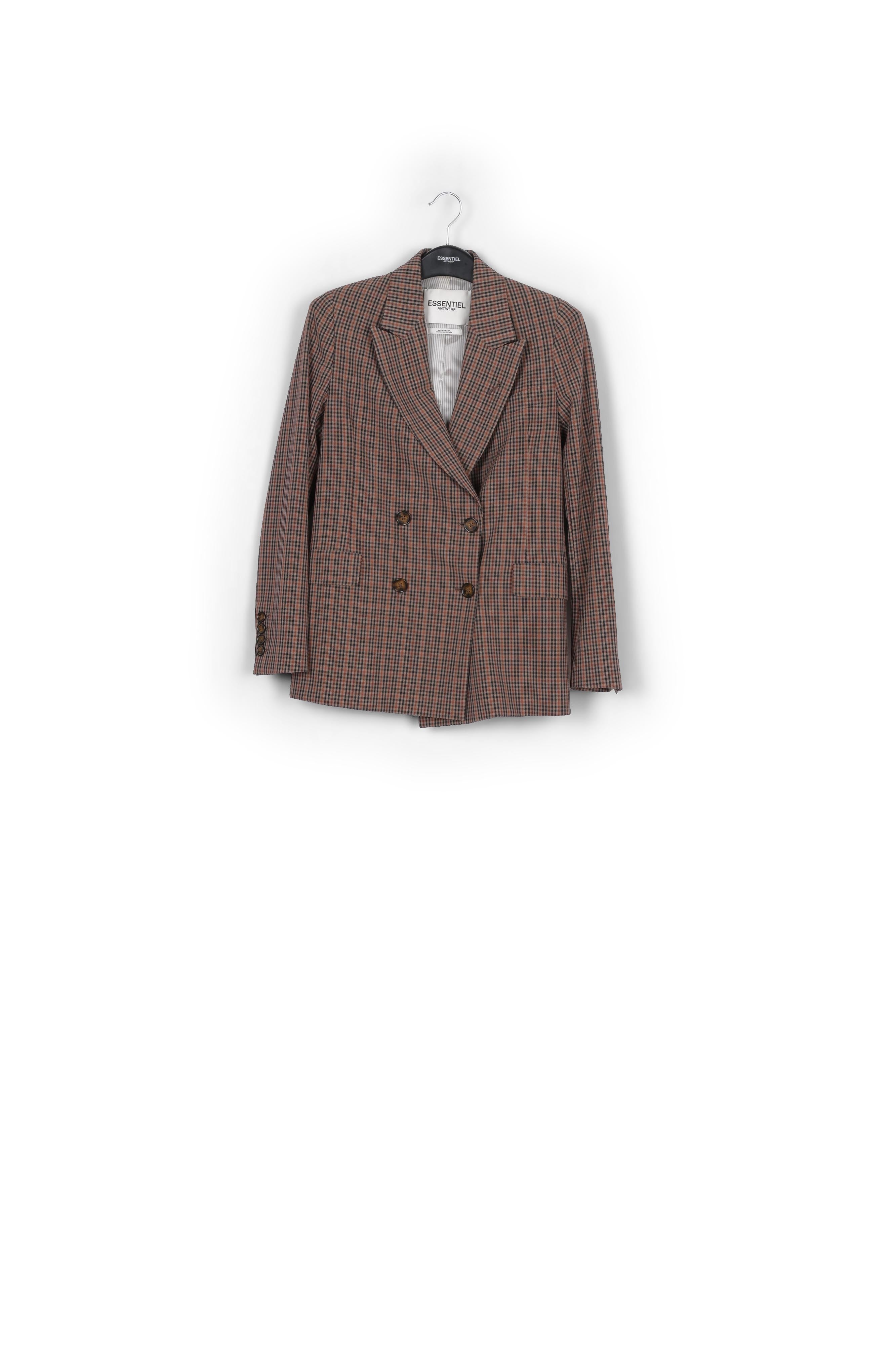 Veste à carreaux beige, bleus et rouges RE—SSENTIEL | Essentiel second hand