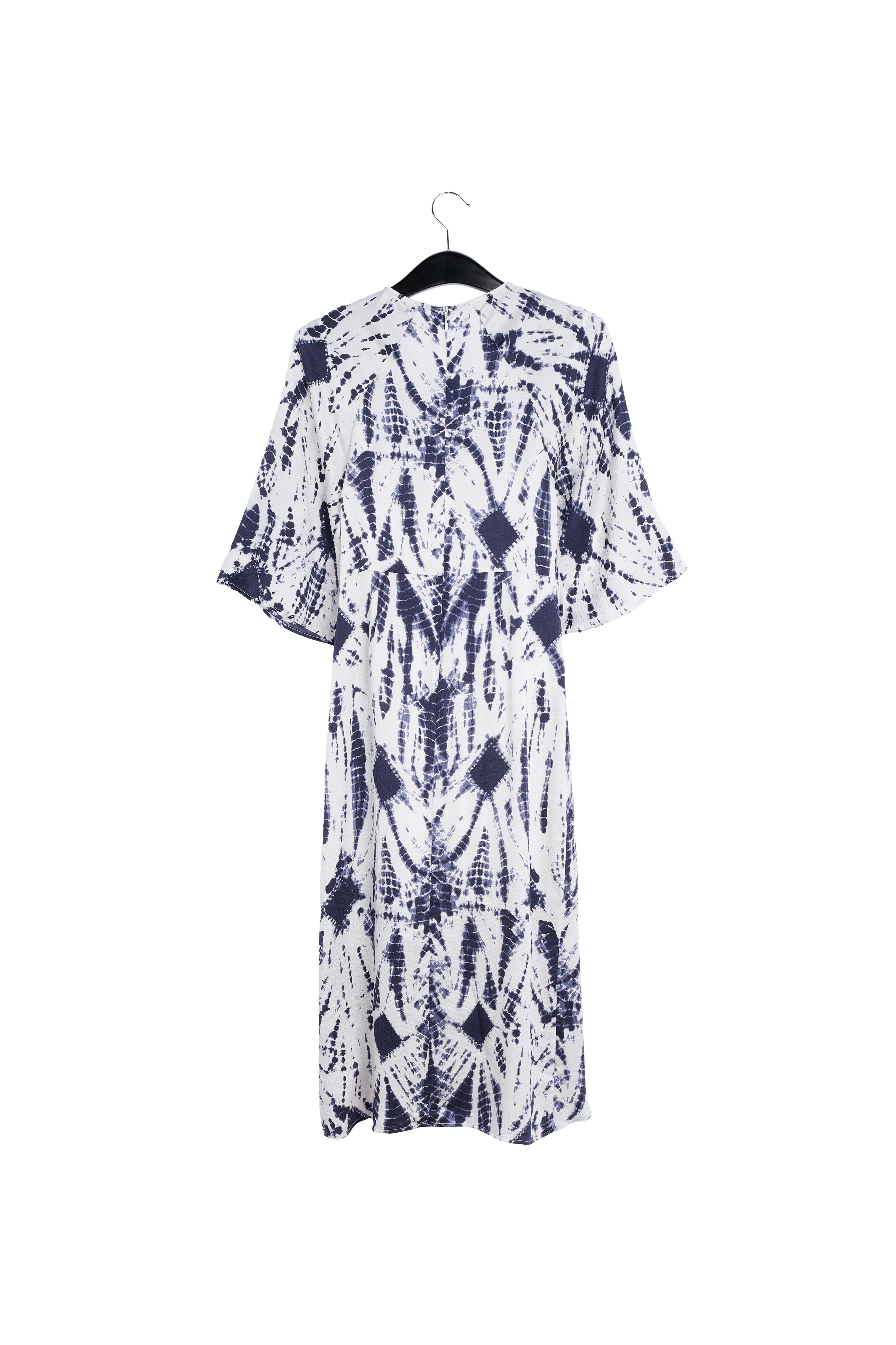 Robe midi en soie tie-dye blanc cassé et vert RE—SSENTIEL | Essentiel second hand